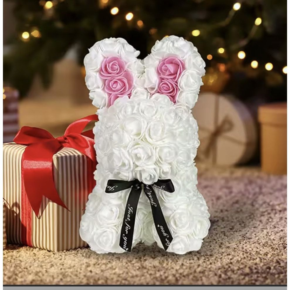 Other New | Stunning White Rose Flower Bunny - Easter Gift Size ONE SIZE - 6 Thumbnail