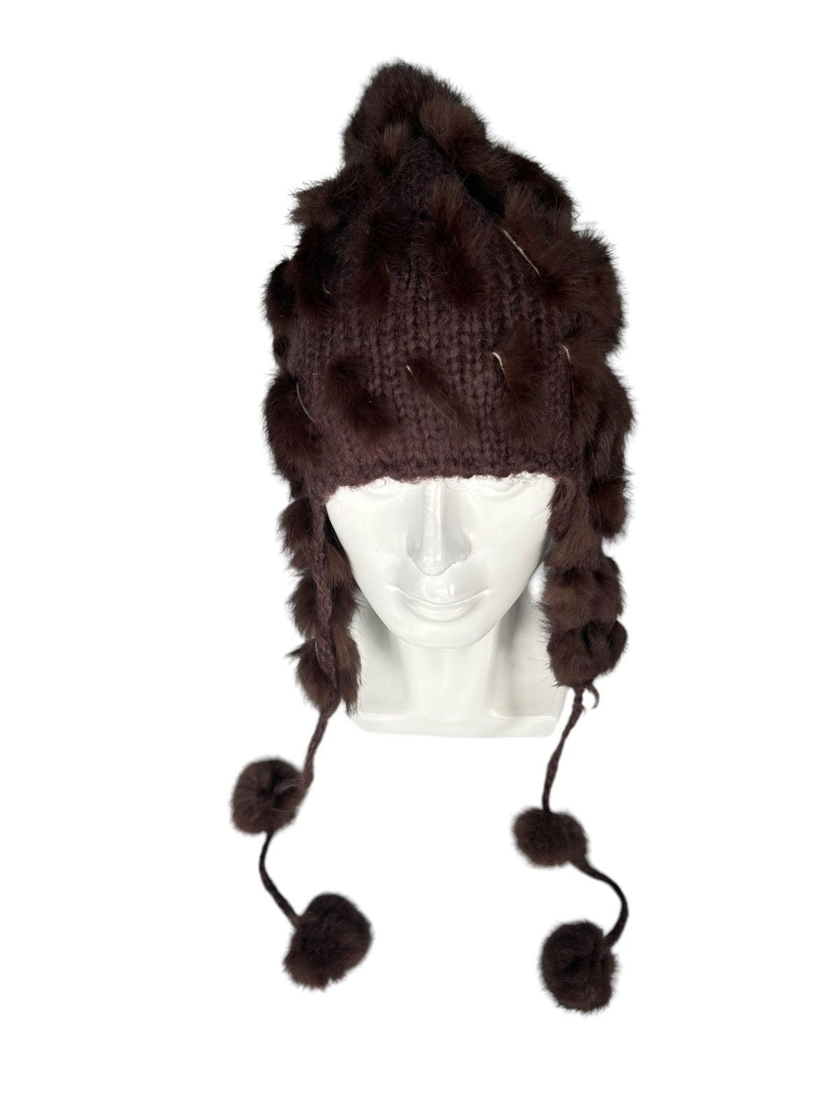 Japanese Brand × Kapital × Vintage Japanese Punk Bondage Style knitt Fur Beanie Hats Rare🎌☠️☠️ Size ONE SIZE - 4 Thumbnail