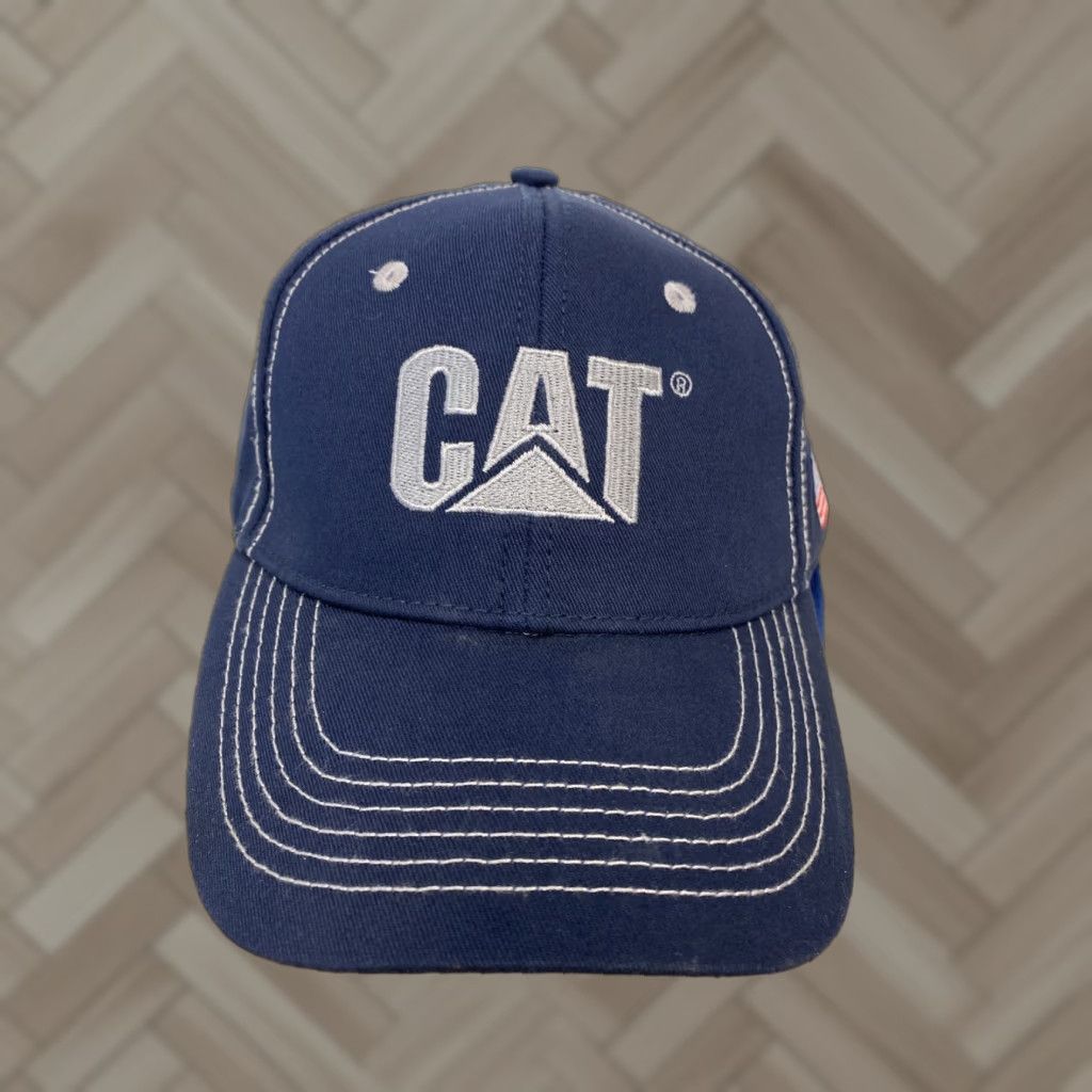 Vintage CAT Hat Men Adjustable Navy Gray CATERPILLAR CAT LOGO BASEBALL CAP Size ONE SIZE - 1 Thumbnail