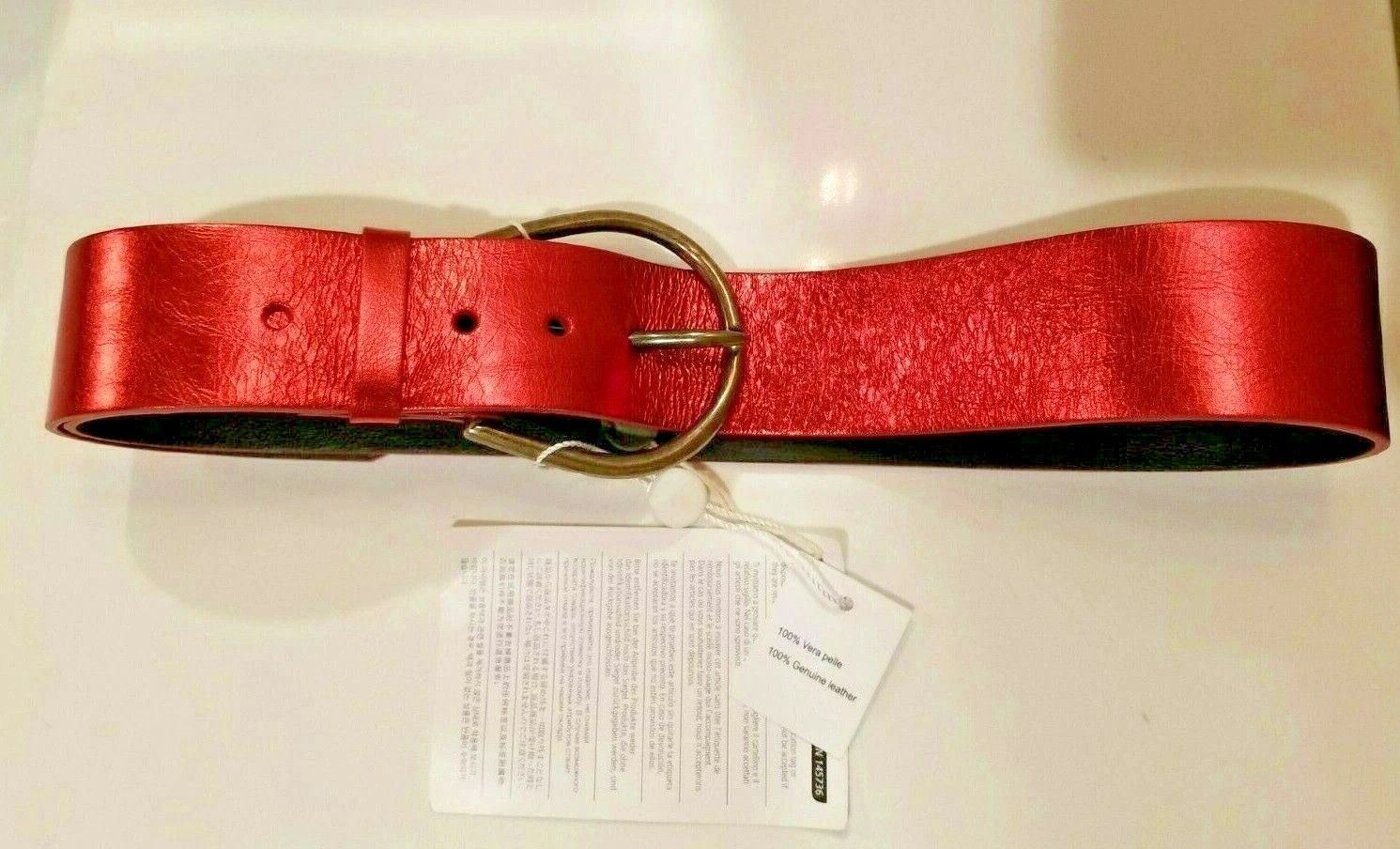 Pre-owned Maison Margiela Nwt -  Red Metallic Leather Belt
