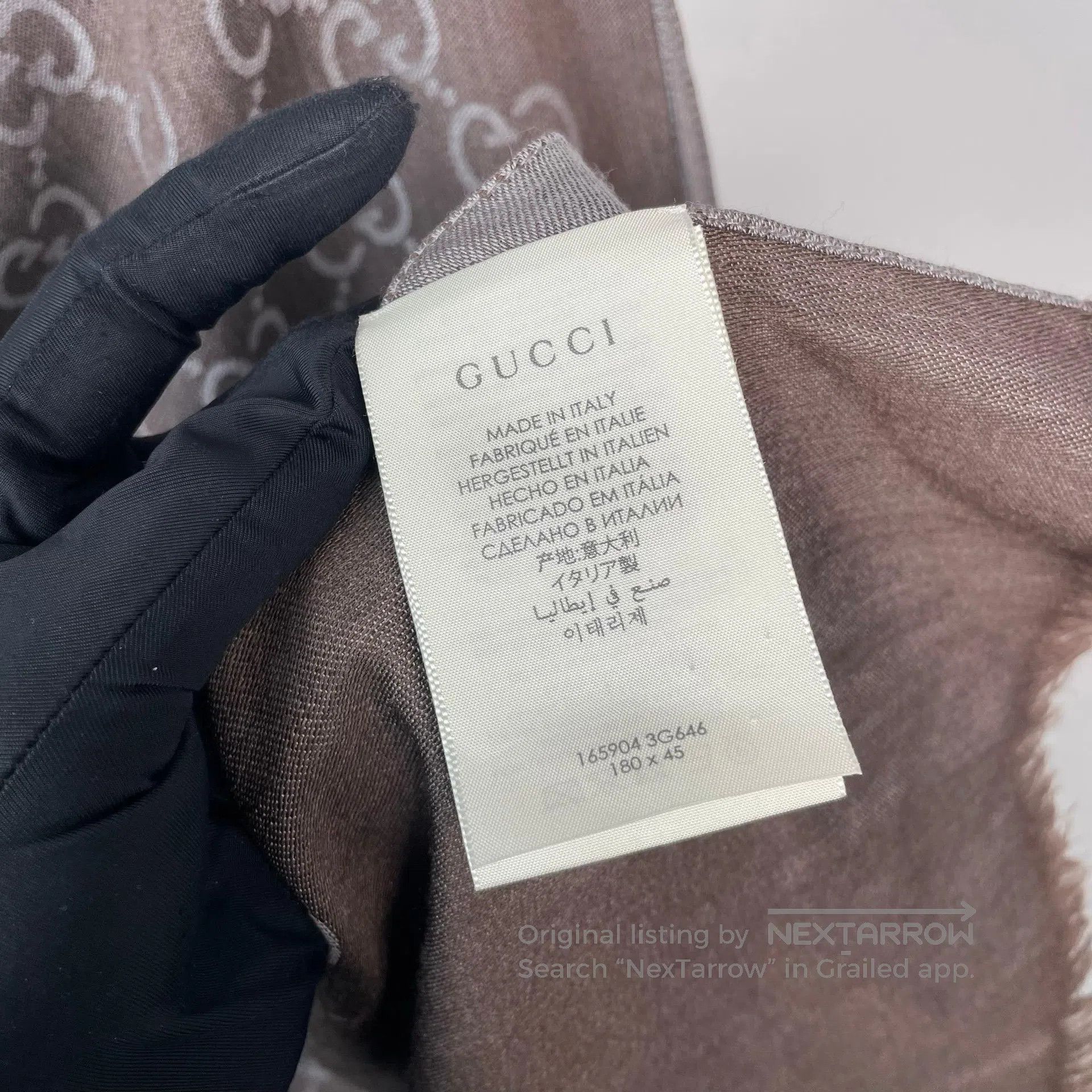 Gucci Guicci Double G Dark Gray Double-Sided Printed Fringe Cash Size ONE SIZE - 5 Thumbnail