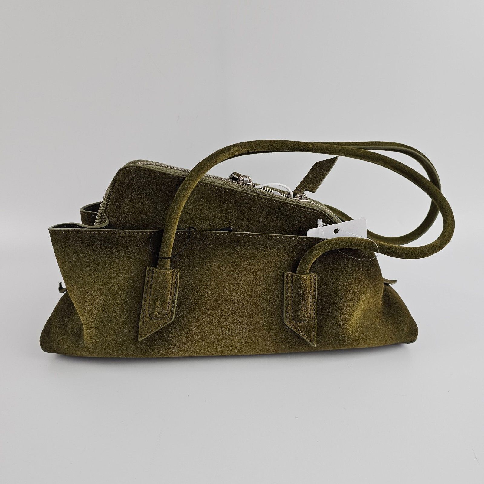 THE ATTICO La Passeggiata Small $1590 Khaki Suede Top Handle