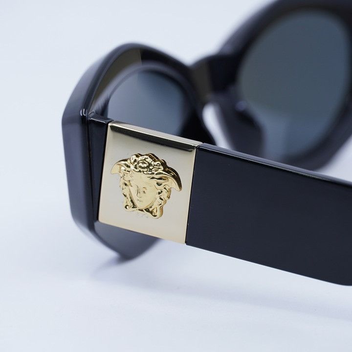 Versace Versace VE4466U GB1/87 Sunglasses Black Geometric Frame Size ONE SIZE - 8 Thumbnail