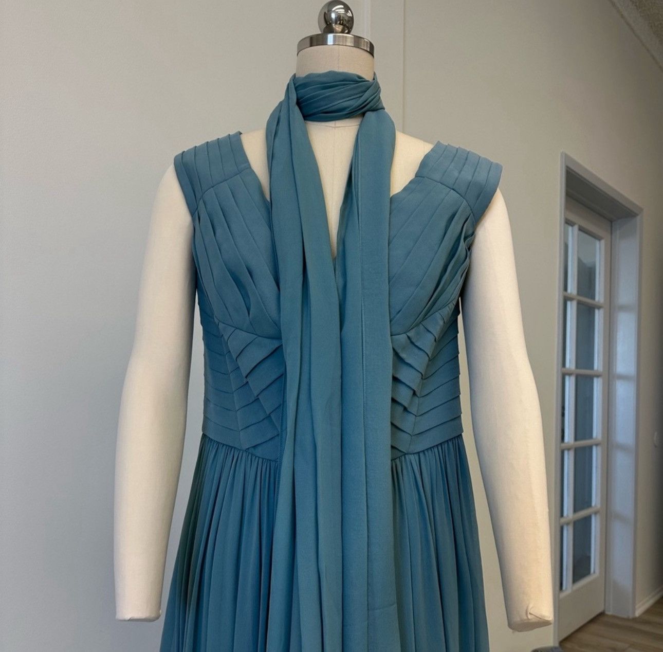 Elie Saab ELIE SAAB Scarf-Detailed Blouson Maxi Dress blue Size M / US 6-8 / IT 42-44 - 3 Thumbnail