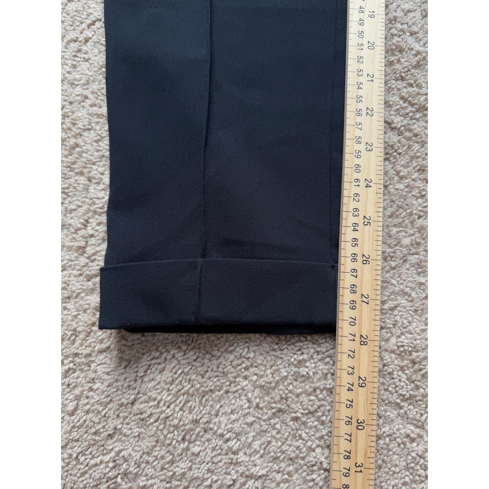 Anthropologie Maeve Pintuck Tapered Leg Trouser Cuffed Pants Black Size 10 Size 32" / US 10 / IT 46 - 9 Thumbnail