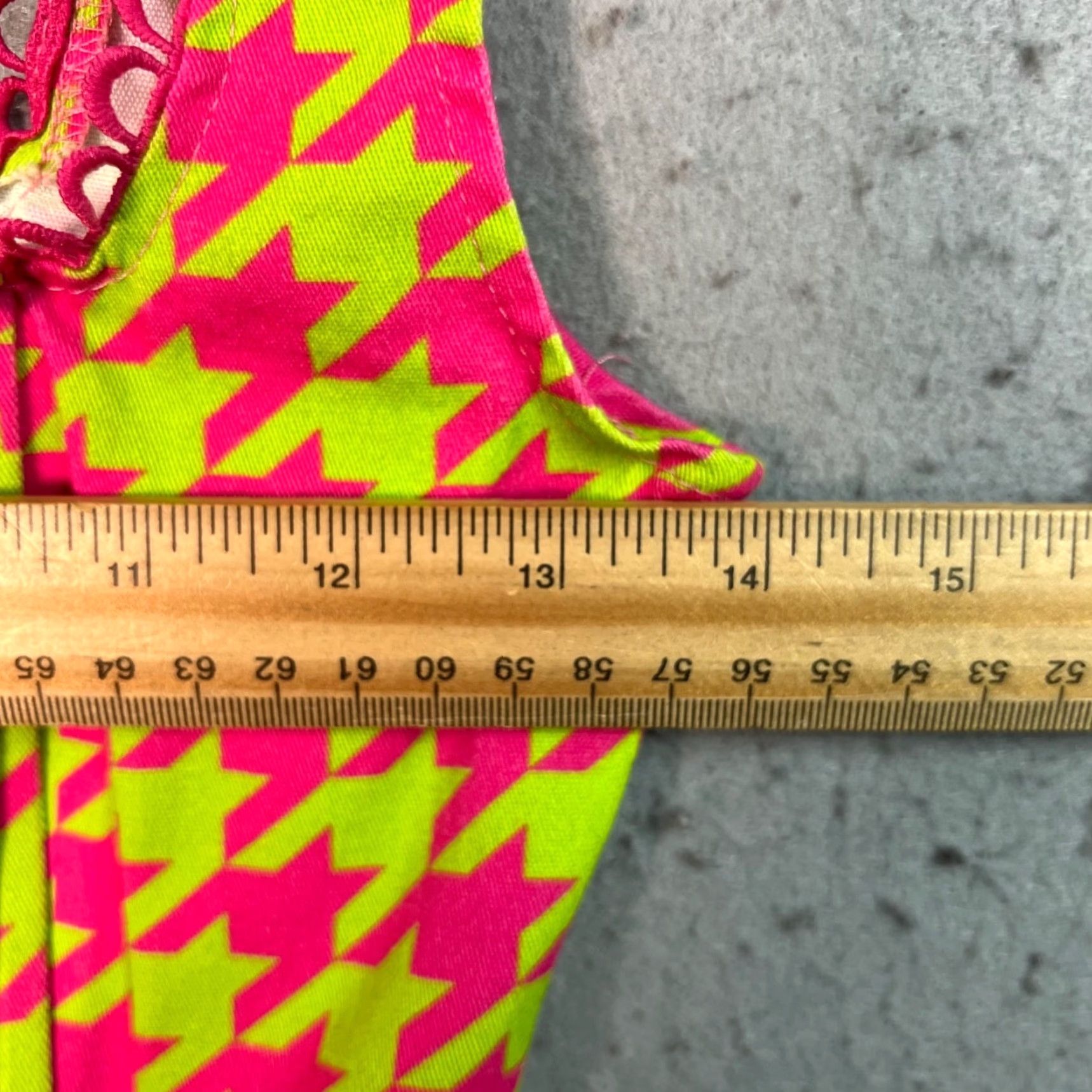 Vintage Sugar Thrillz Cropped Top Womens XS Neon Pink & Green Houndstooth Shirt Sleeveless Size XS / US 0-2 / IT 36-38 - 5 Thumbnail