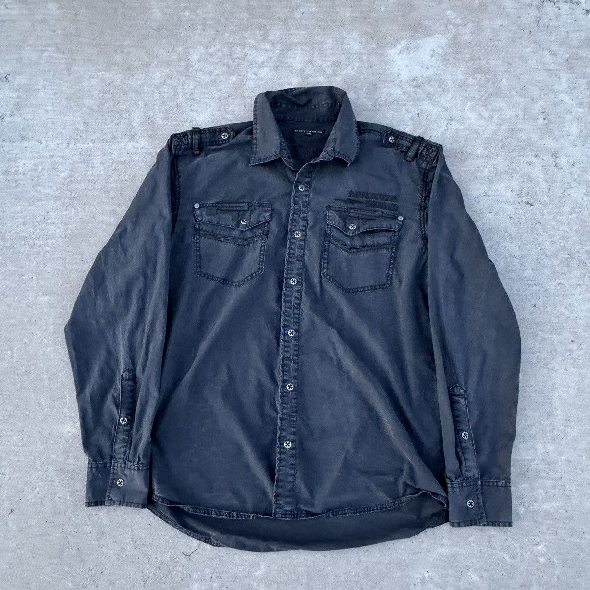 Affliction × JNCO Vintage Y2K Black Grunge Affliction AOP Button Up Baggy XXL Size US XXL / EU 58 / 5 - 8 Thumbnail