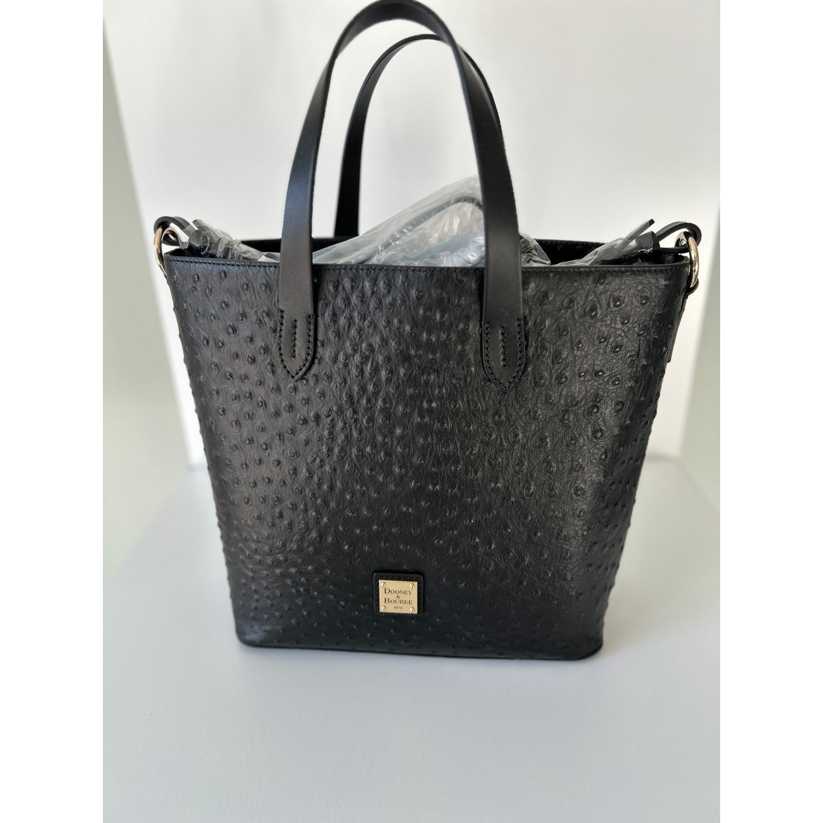 Dooney & Bourke NWT Dooney Burke Black Ostrich Lillana Purse with Pouch Size ONE SIZE - 1 Thumbnail