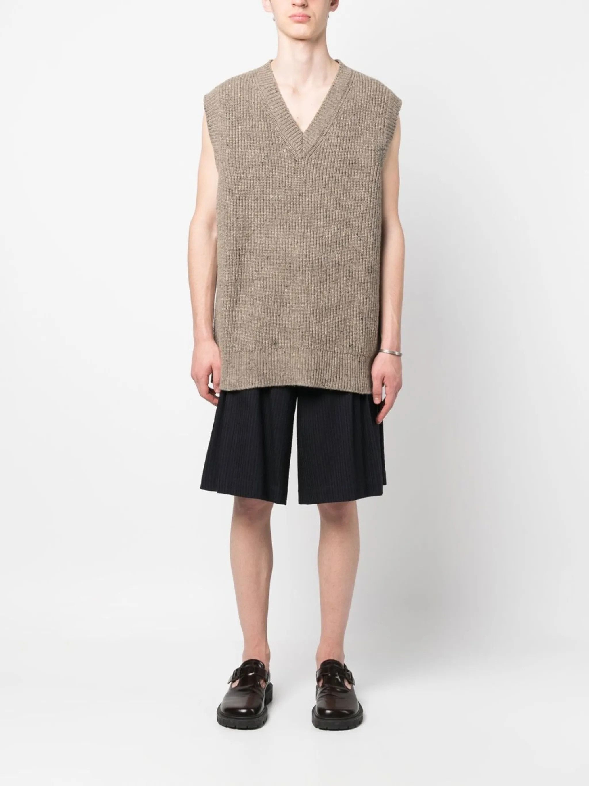 Maison Margiela o1w1db10525 V-neck Knitted Vest in Beige Size US L / EU 52-54 / 3 - 2 Thumbnail