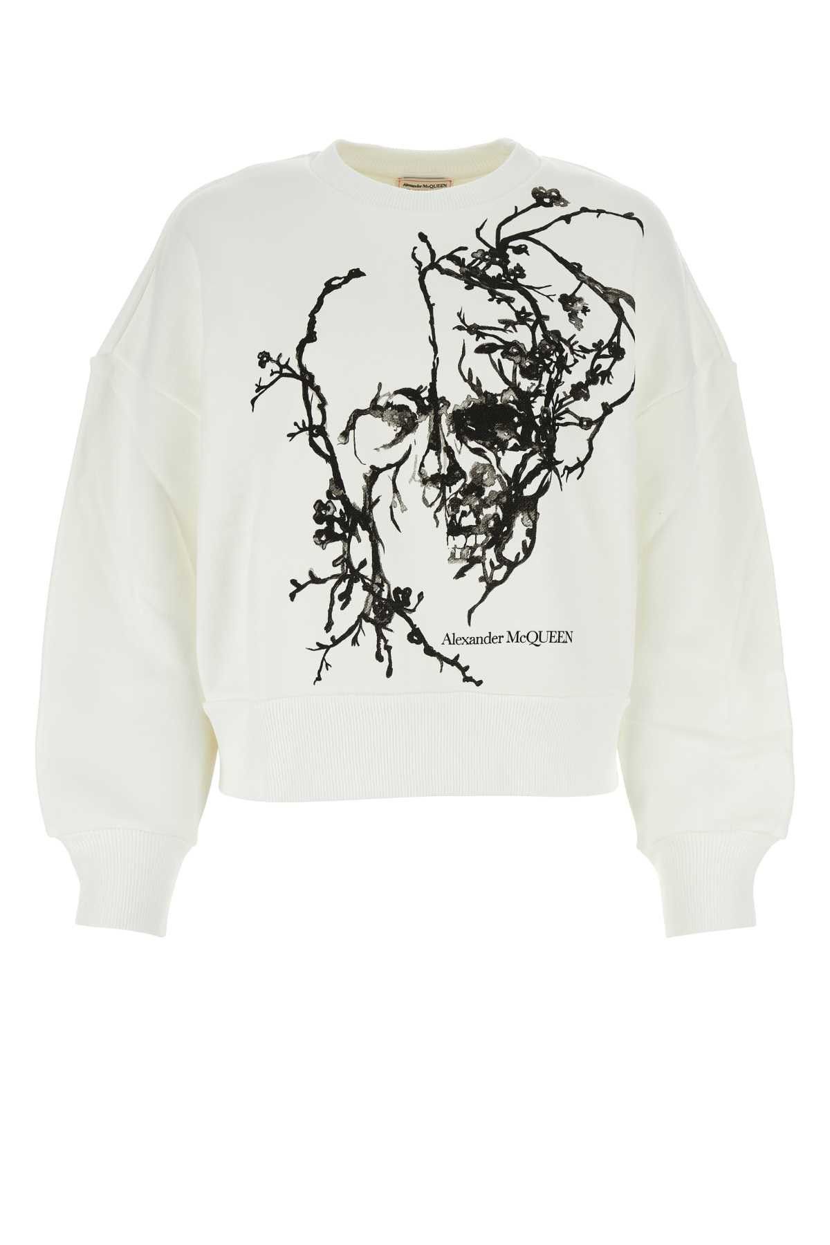 Alexander McQueen White Cotton Sweatshirt Size XS / US 0-2 / IT 36-38 - 1 Thumbnail