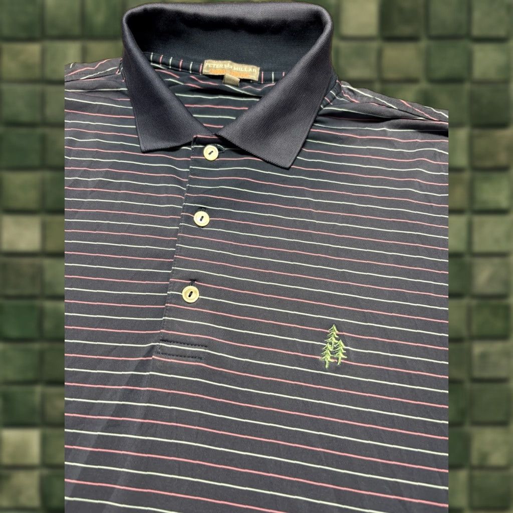 Peter Millar Polo Mens Large Blue Stretch Wick Summer Comfort