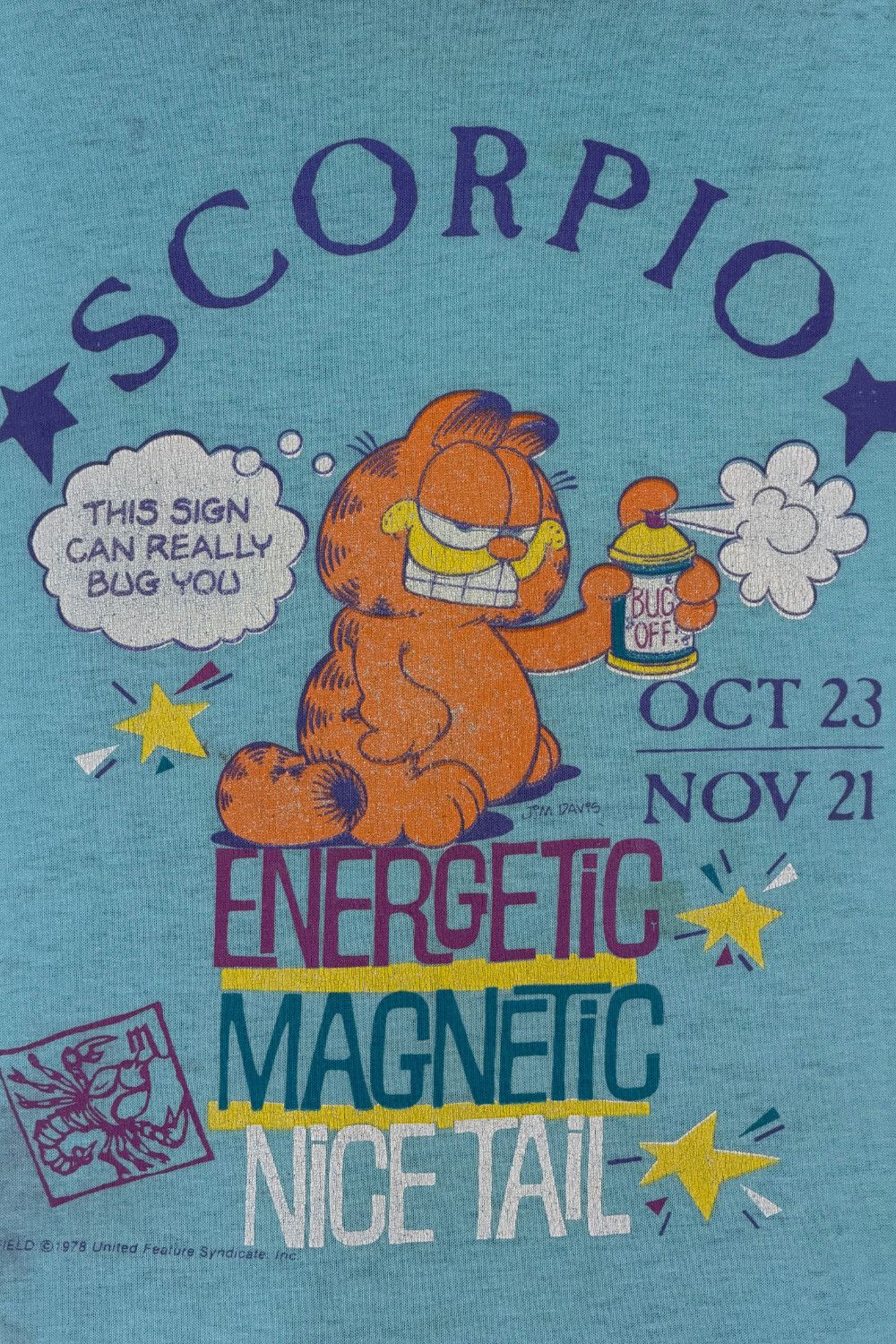 Vintage 1978s Garfield “Scorpio” Zodiac Tee - Boxy Fit, Single Size US L / EU 52-54 / 3 - 6 Thumbnail