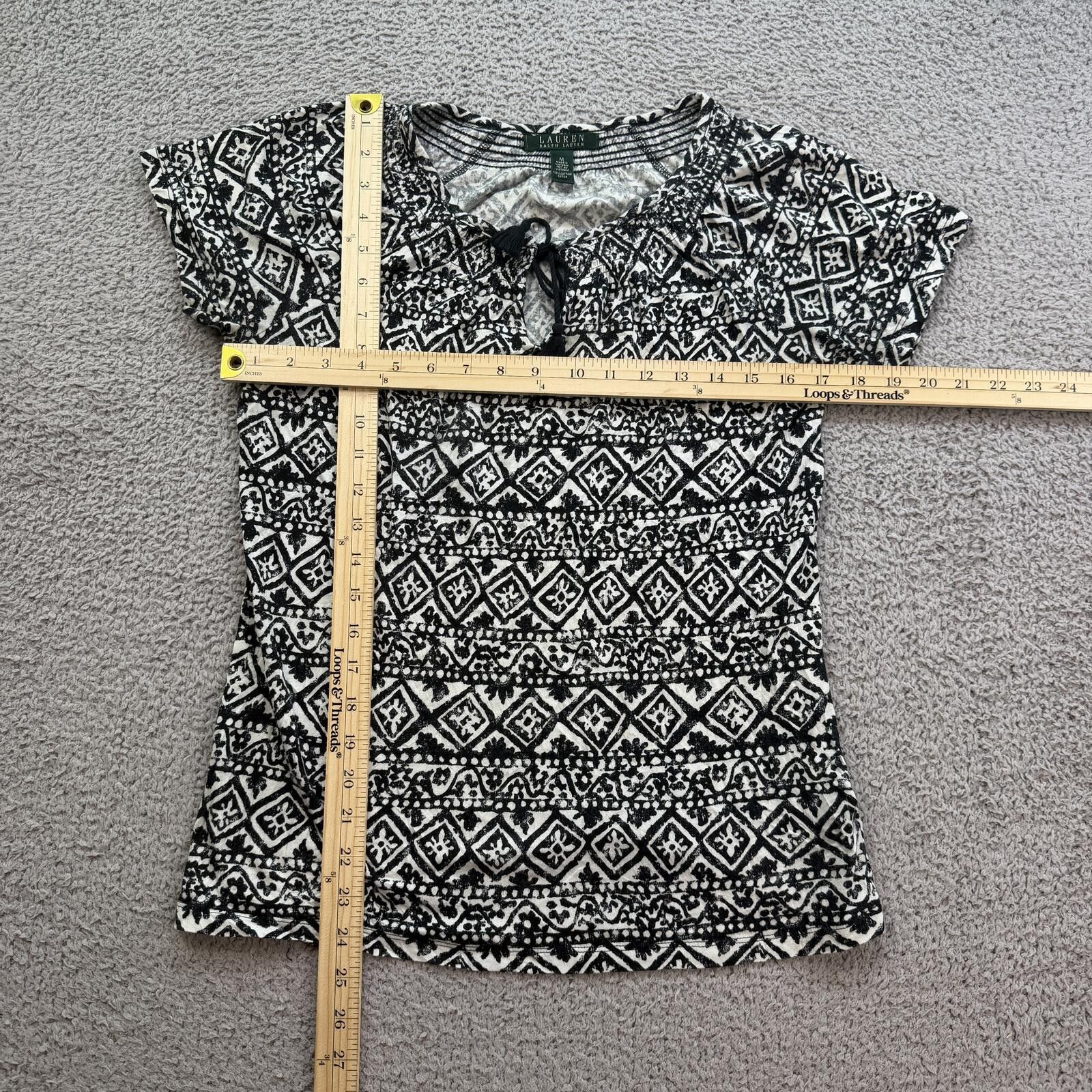 Lauren Ralph Lauren Lauren Ralph Lauren Black White Geometric Tribal Top Women M Size M / US 6-8 / IT 42-44 - 3 Thumbnail