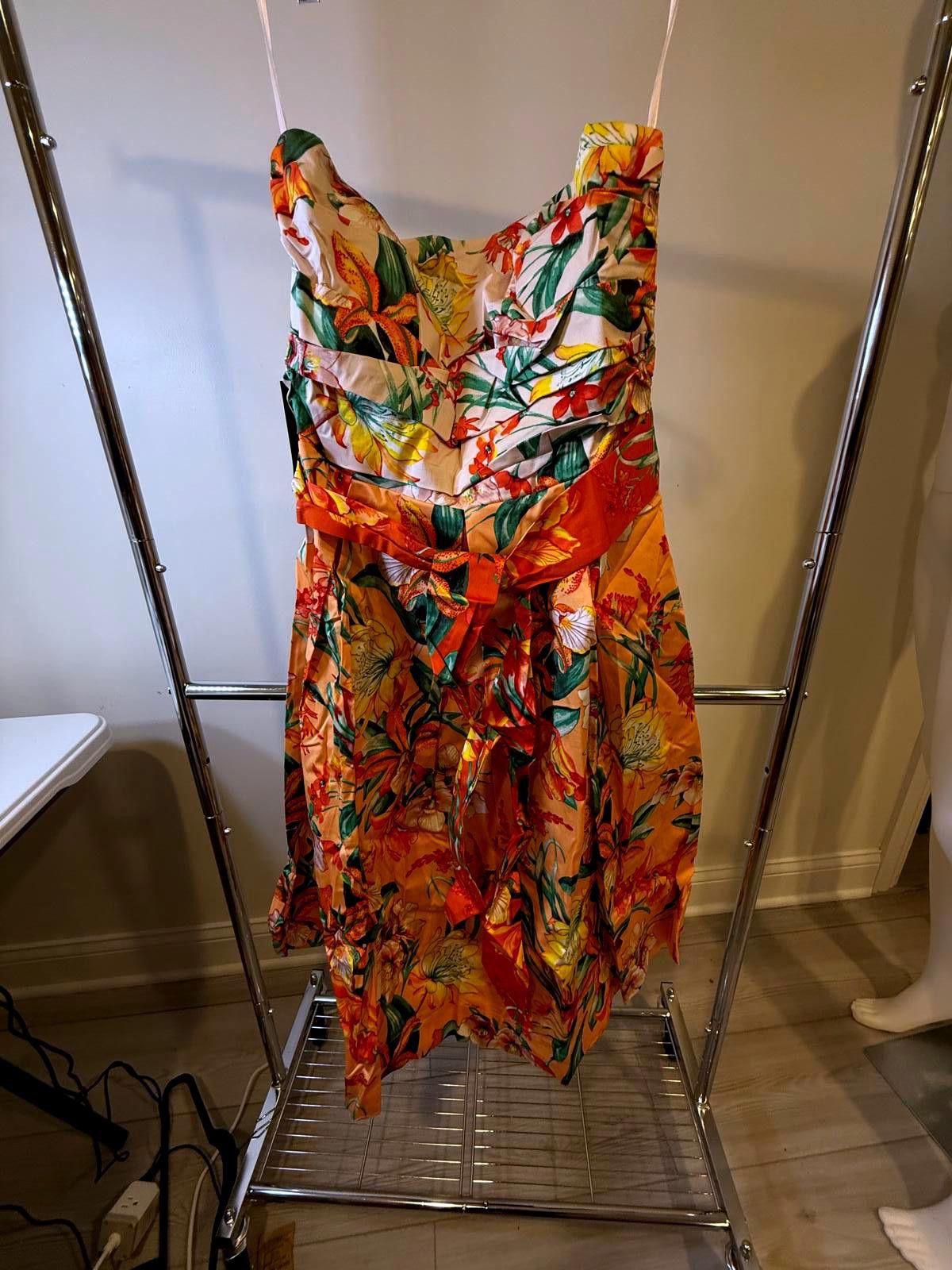 Designer Jungle Floral Bustier Dress - Size 12 by WHBM Size XL / US 12-14 / IT 48-50 - 1 Thumbnail