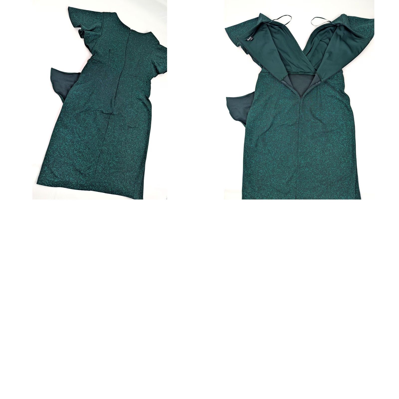 Vintage SLNY Green Glitter Metallic Sheath Dress Women 12P Surplice VNeck Flutter Sleeve Short Sleeve Giftless Size XL / US 12-14 / IT 48-50 - 10 Thumbnail