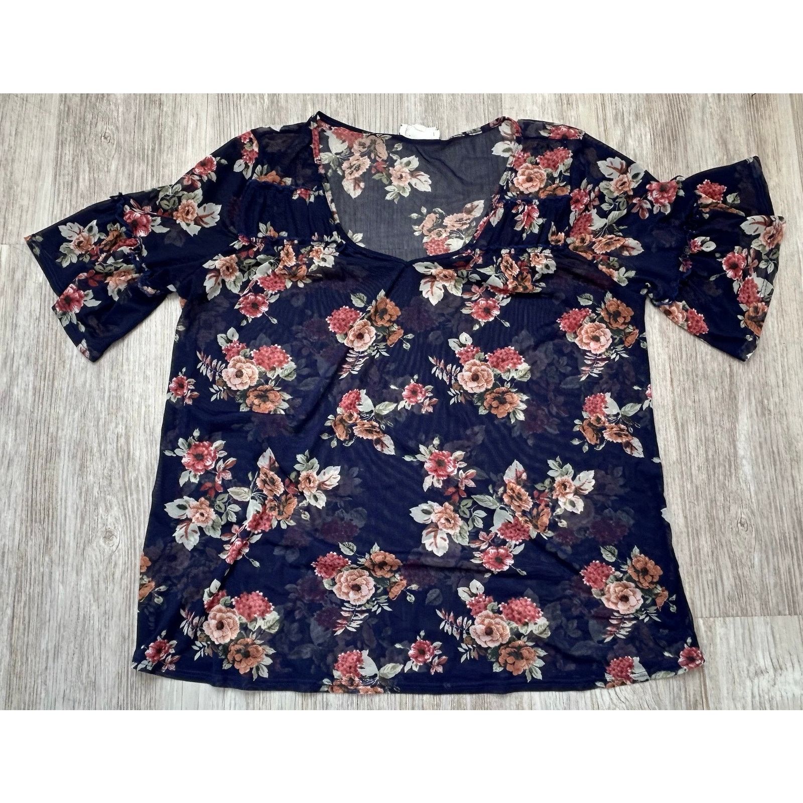 Other Corvia | Women's Floral Oversize Short Sleeve Blouse | Large Size L / US 10 / IT 46 - 2 Thumbnail