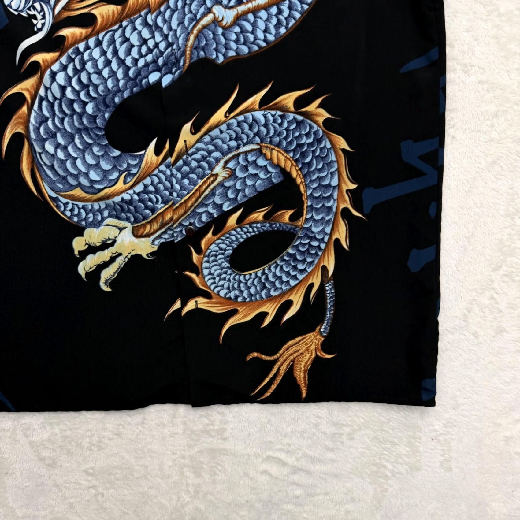 Vintage Bignd Shirt Mens Medium Black Dragon Graphic Print Rayon Button Up Tribal Flames Shirt Size US M / EU 48-50 / 2 - 5 Thumbnail