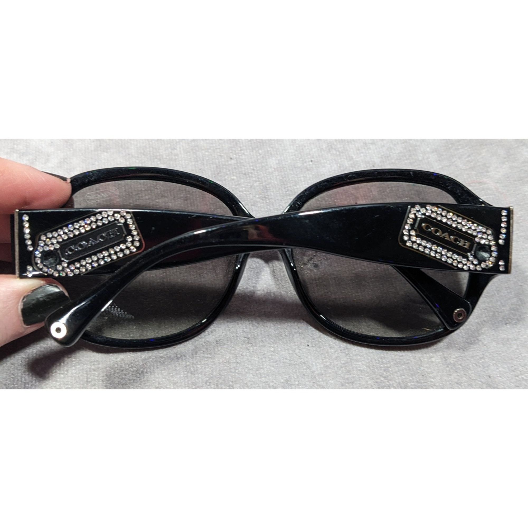 Coach Glam Goth Coach HC8037B Angeline Black And Rhinestone Sungla Size ONE SIZE - 3 Thumbnail