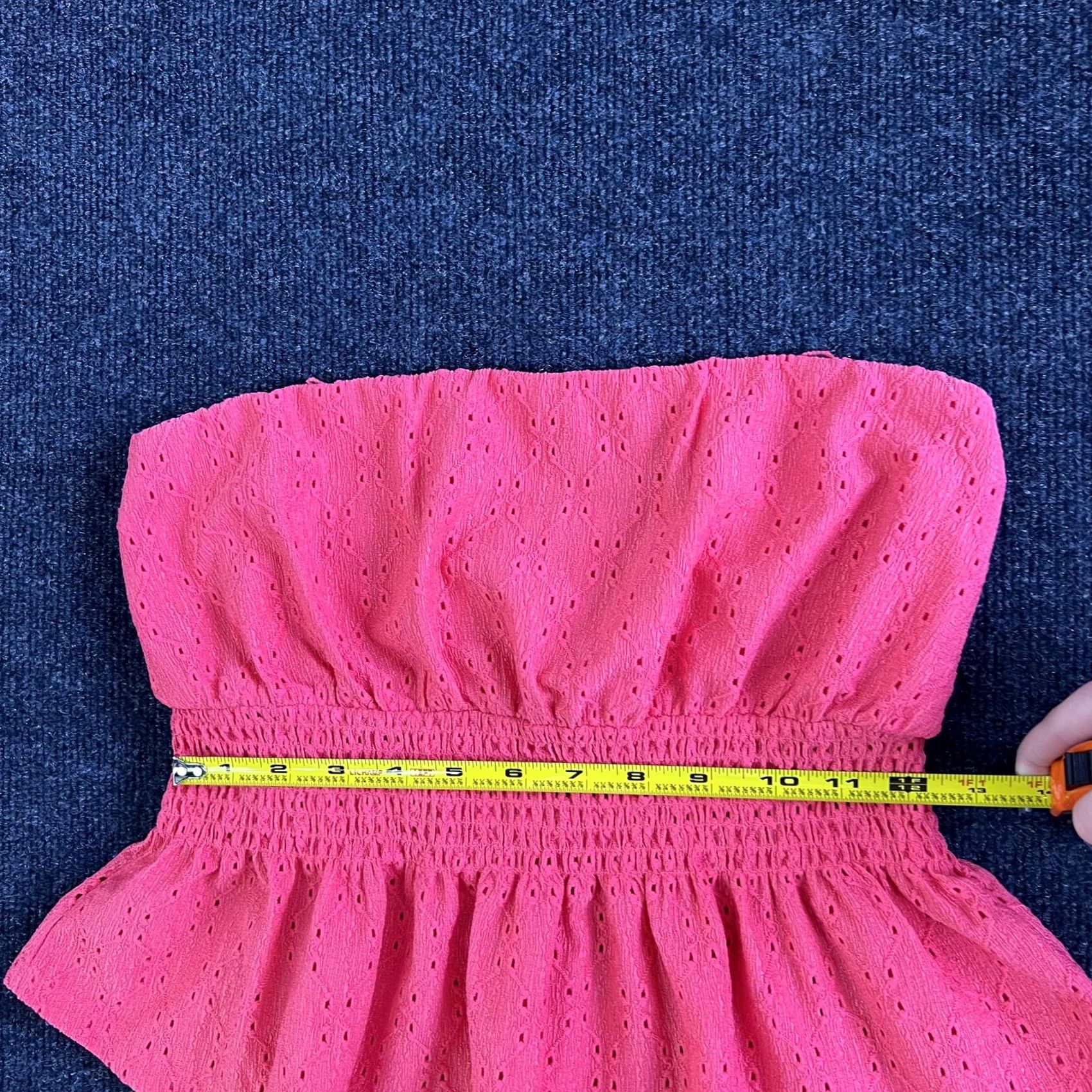 Vintage Eyeshadow Womens Tank Pink Eyelet Strapless Smocked Peplum M Size M / US 6-8 / IT 42-44 - 7 Thumbnail