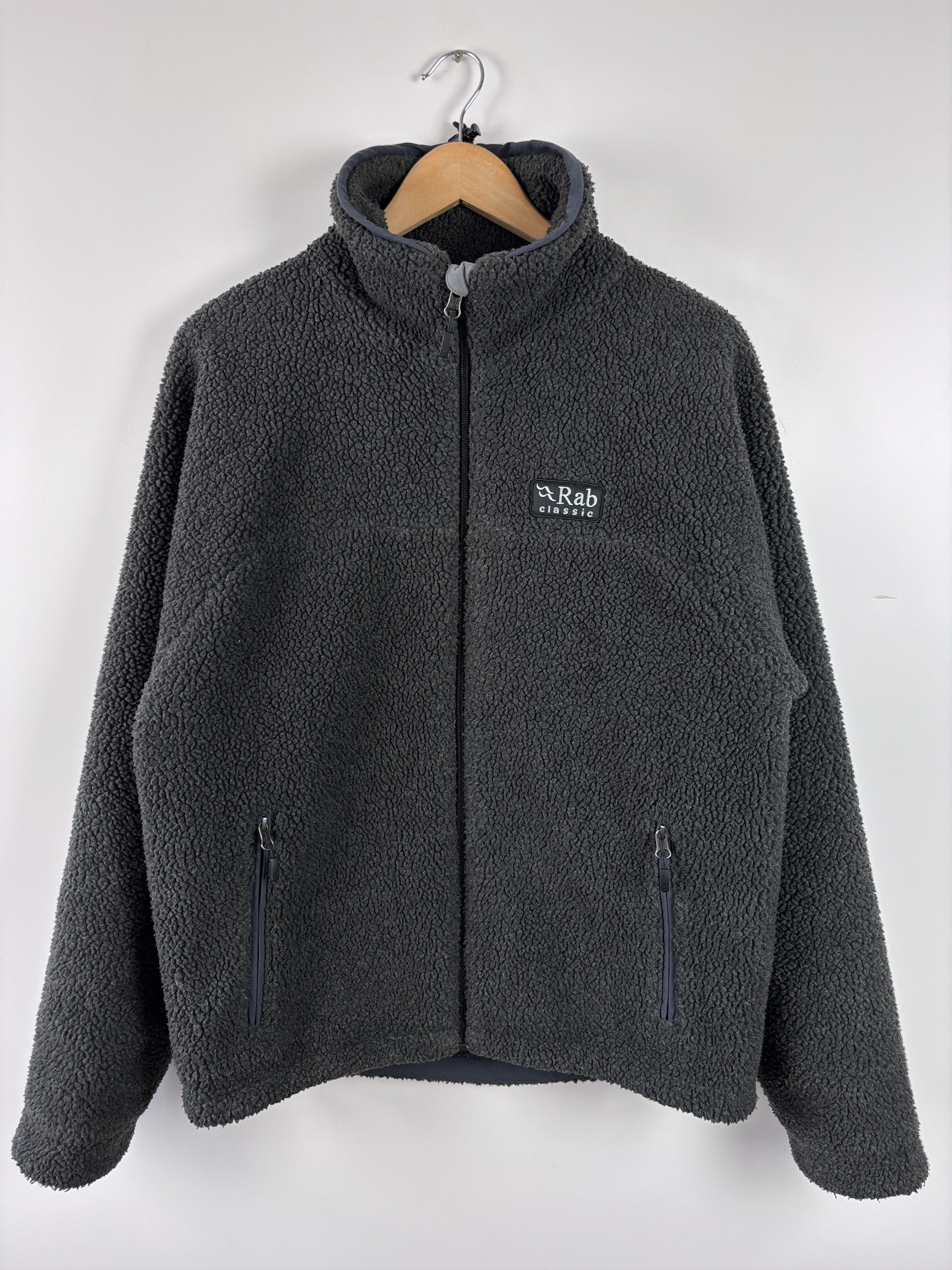 Mens Rab Double Pile Jacket Full Zip Warm Fleece Gray Size M