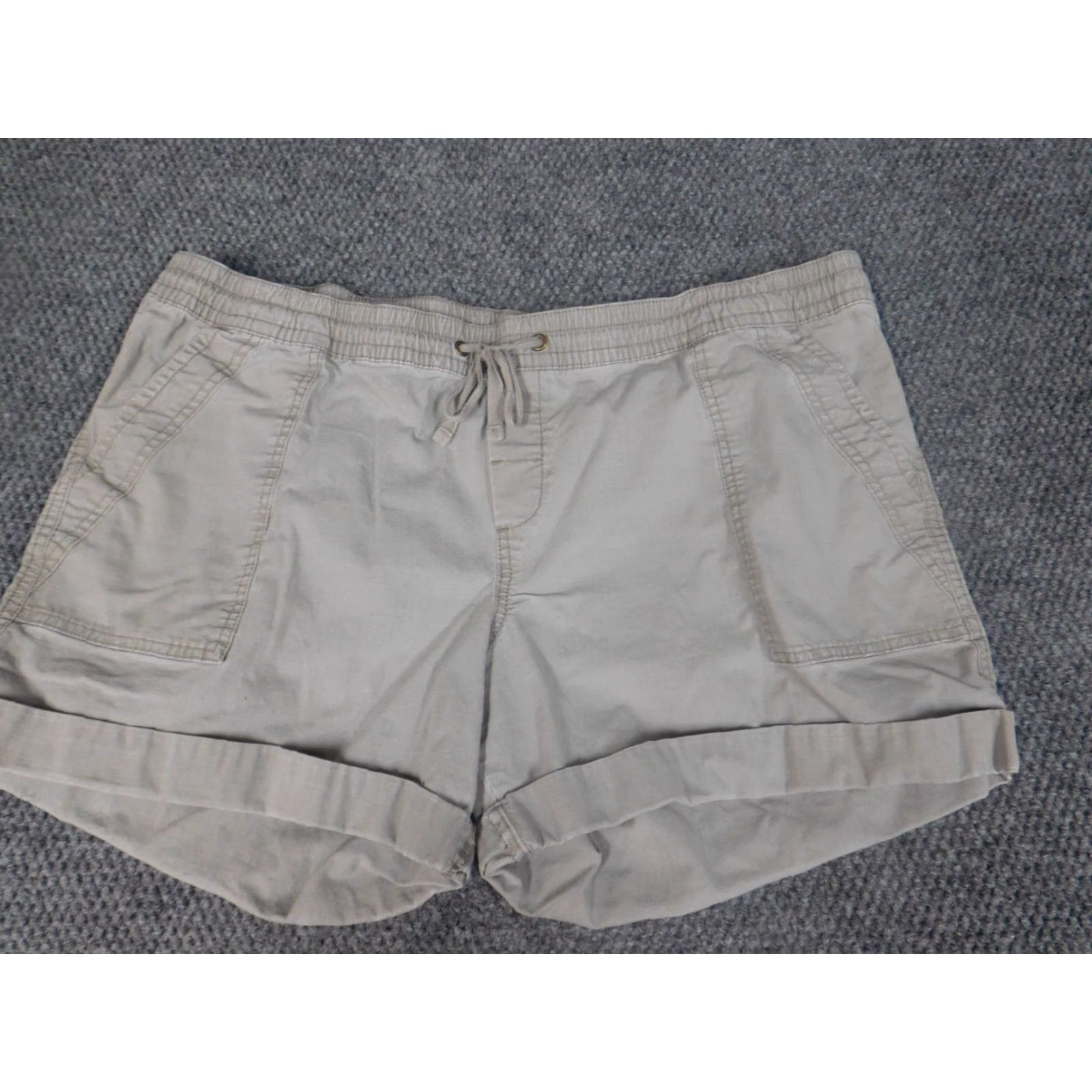 Vintage Natural Reflections Shorts Womens 16 Beige Casual Knit Flat Front Zip Chino Stretch Regular Nature 90s Mens Womens Girls Size 38" / US 16 / IT 52 - 3 Thumbnail