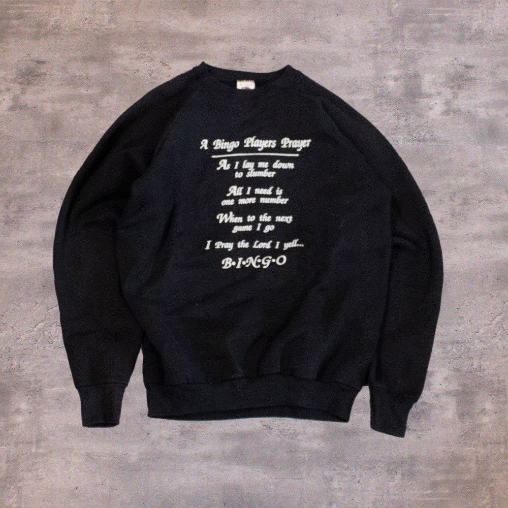 Fruit Of The Loom × Vintage Vintage 1990’s Bingo’s Prayer Black Crewneck Sweater Size US L / EU 52-54 / 3 - 1 Thumbnail