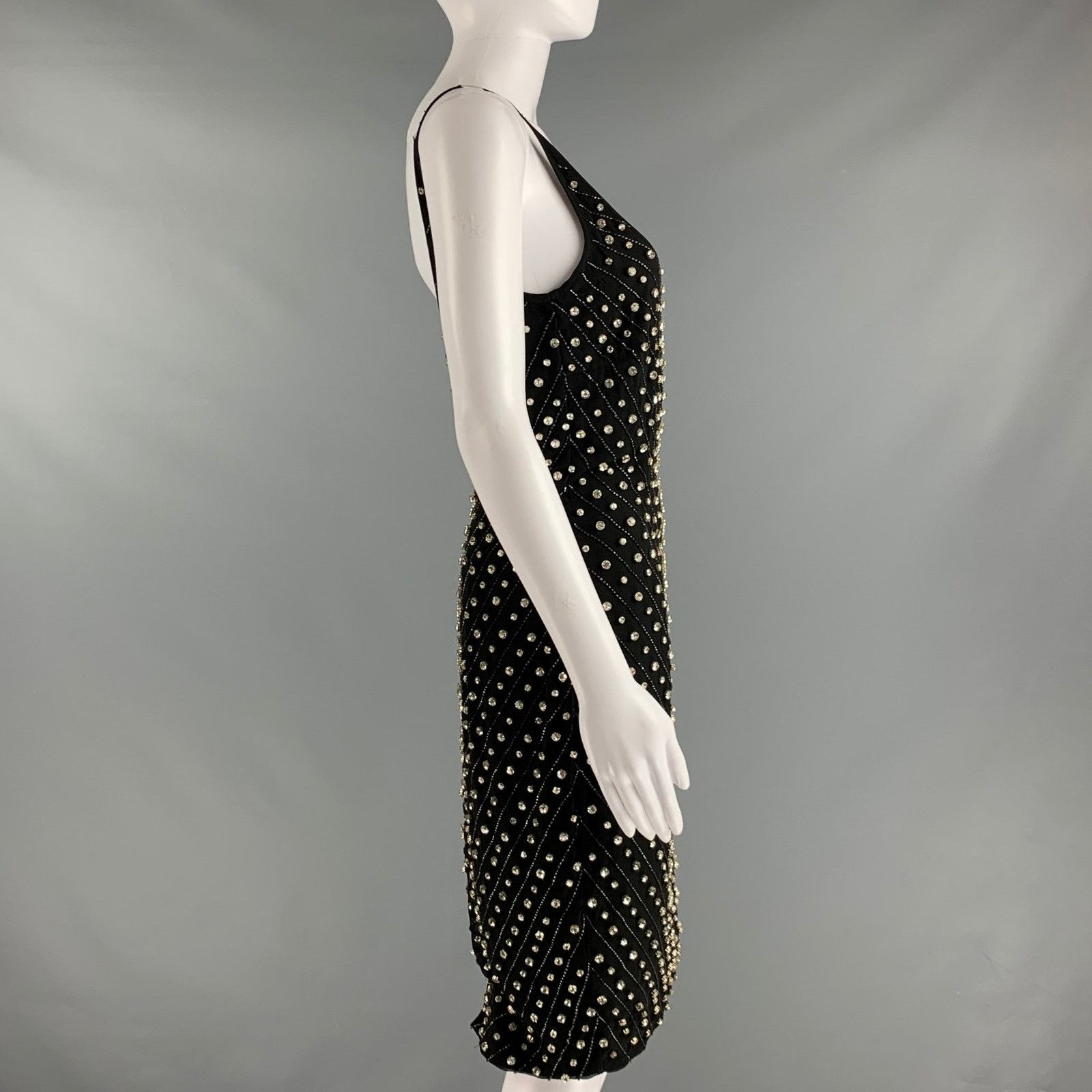 Retrofete RETROFETE Size S Black Polyester Beaded Shift Dress Size S / US 4 / IT 40 - 4 Thumbnail