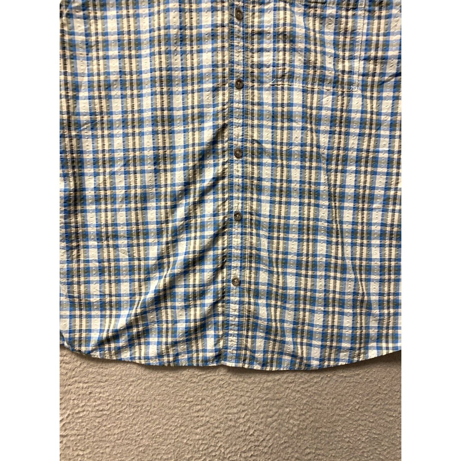Eddie Bauer Eddie Bauer Button-Up Shirt XL Turquoise Blue Plaid Multicolor Short Sleeve Button-Down Pocket Classic Outdoor Travel Mens XL Size US XL / EU 56 / 4 - 2 Thumbnail