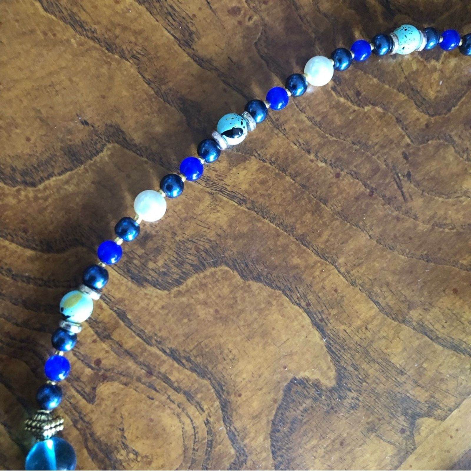 Handmade Handcrafted repurpose dichroic heart lazurite necklace Size ONE SIZE - 9 Thumbnail