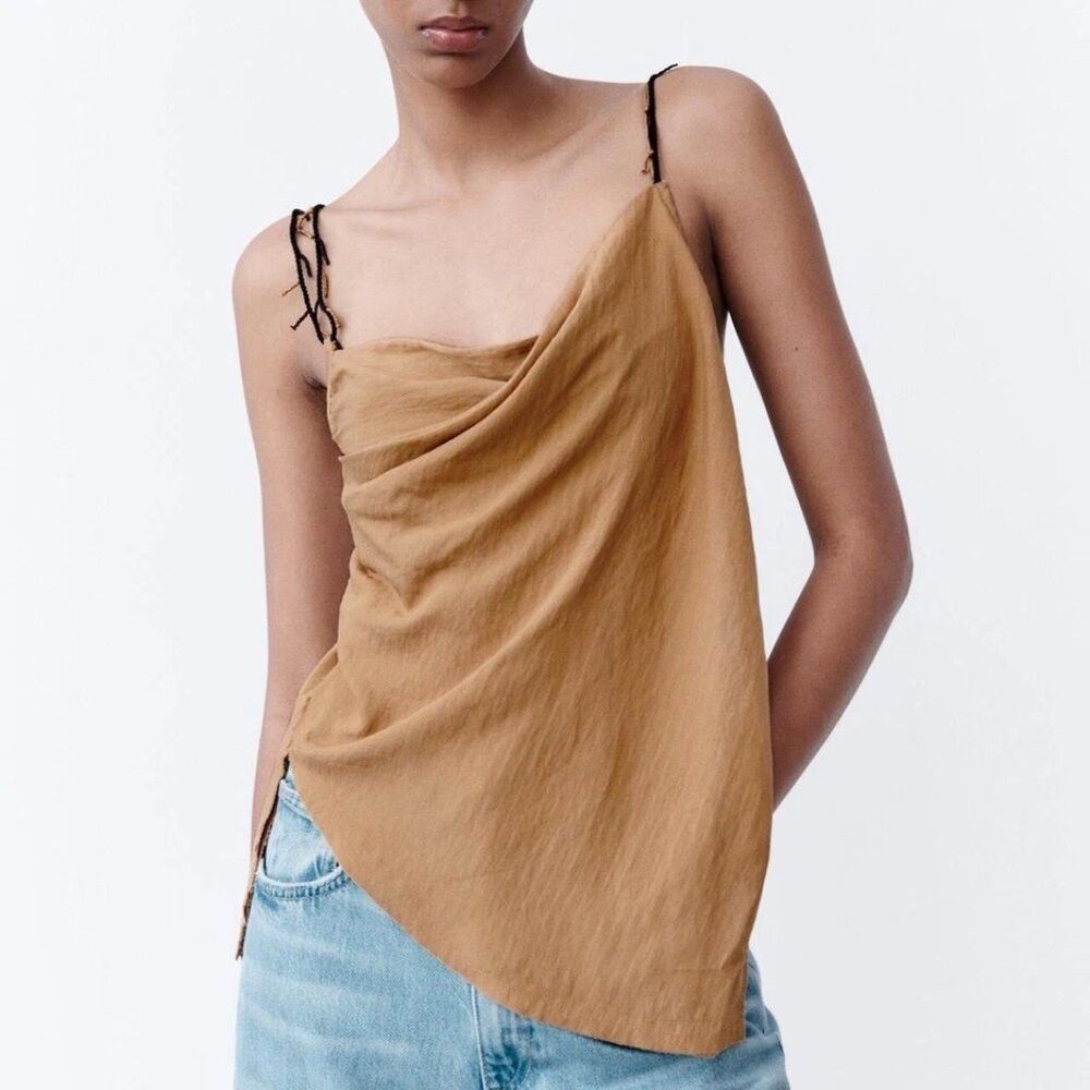 Zara NWT New ZARA Asymmetric Top With Beads Size S Size S / US 4 / IT 40 - 1 Thumbnail