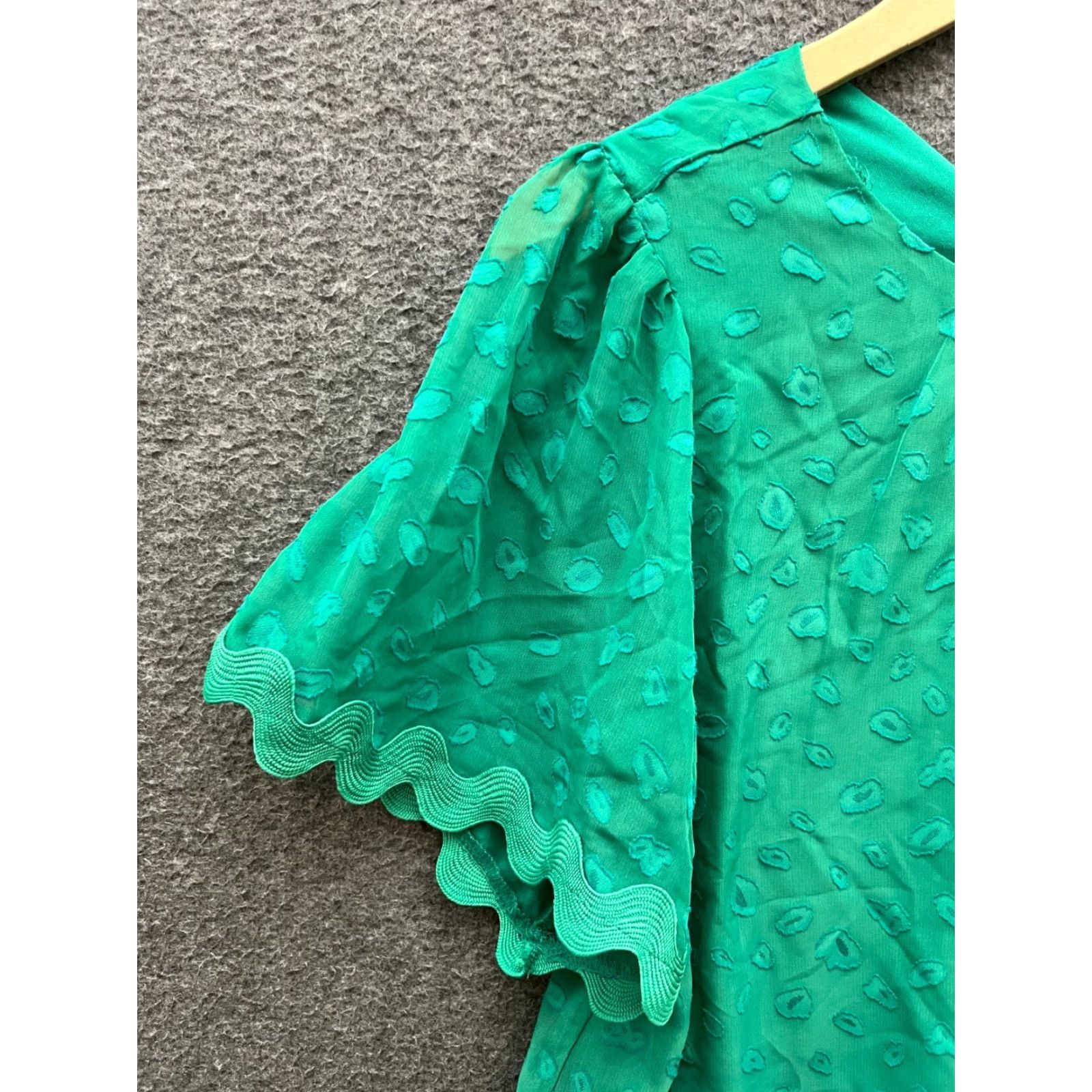 Vintage Yuni Blouse Women V-Neck Embroidered Top Kelly Green Size S Size S / US 4 / IT 40 - 7 Thumbnail