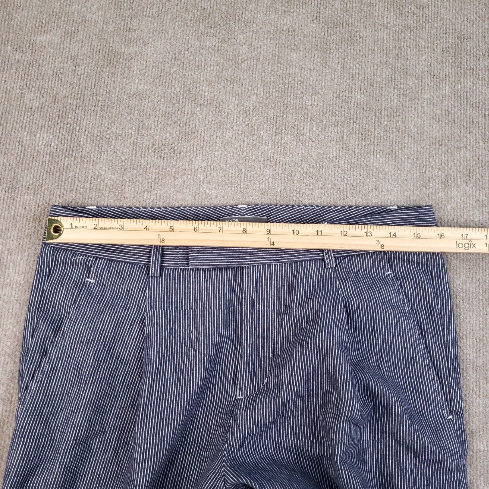 Vince Vince Womens Size 8 Pants (32x29) Blue White Striped Knit Pleated Straight Leg Size 32" / US 10 / IT 46 - 6 Thumbnail