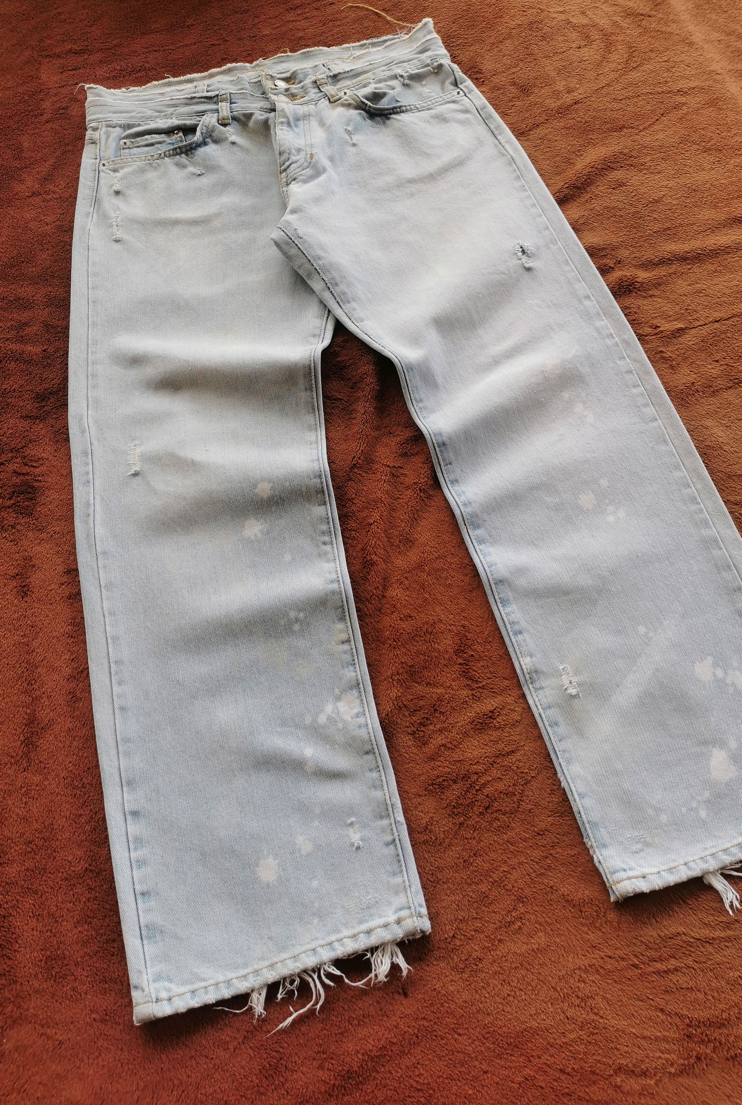 If Six Was Nine Double Waist Distressed Denim Jeans Size US 33 - 3 Thumbnail
