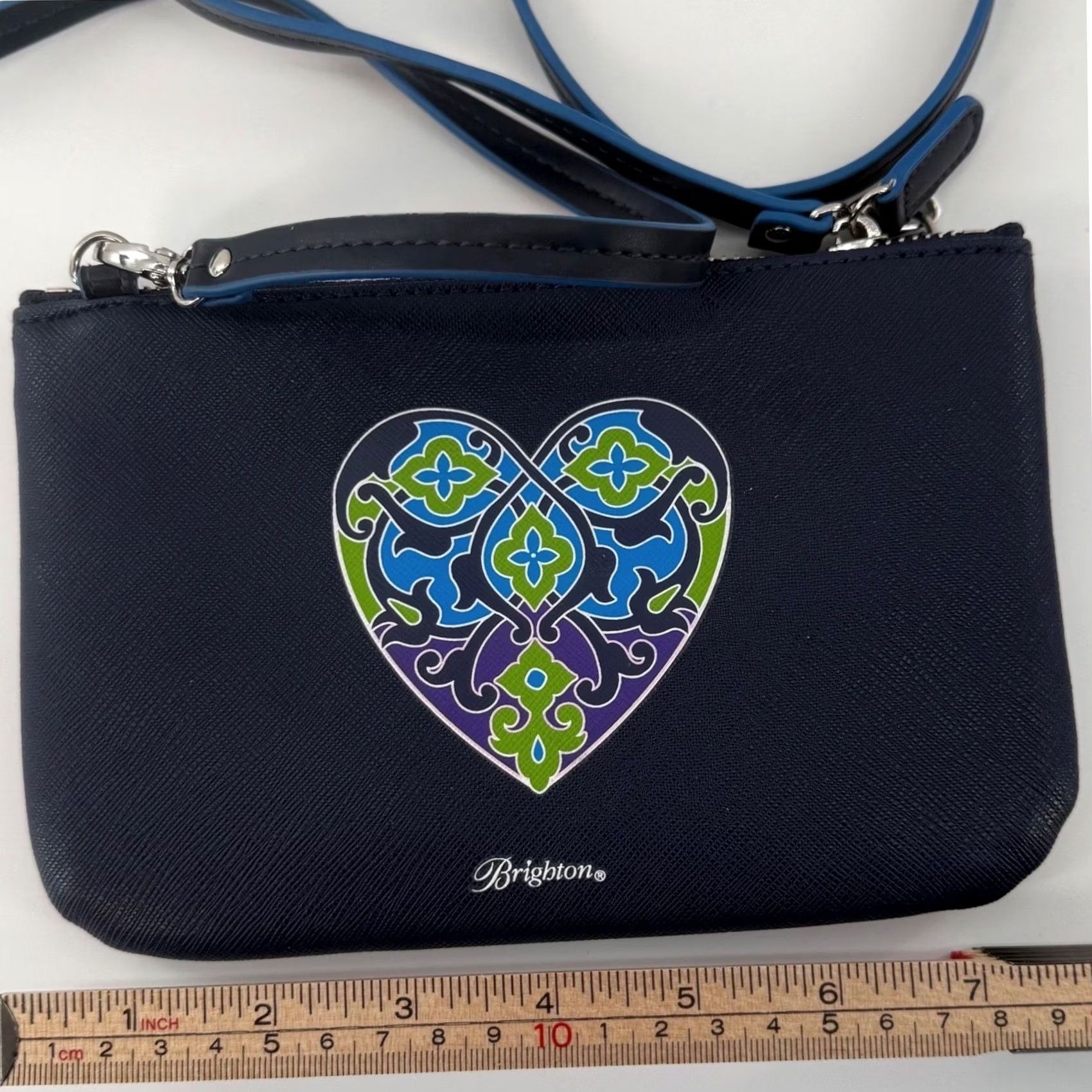 Brighton VINTAGE? No — Brighton Queen of Love Crossbody Wallet Wristlet Bag Indigo Blue Heart Charm Navy Blue Size ONE SIZE - 4 Thumbnail