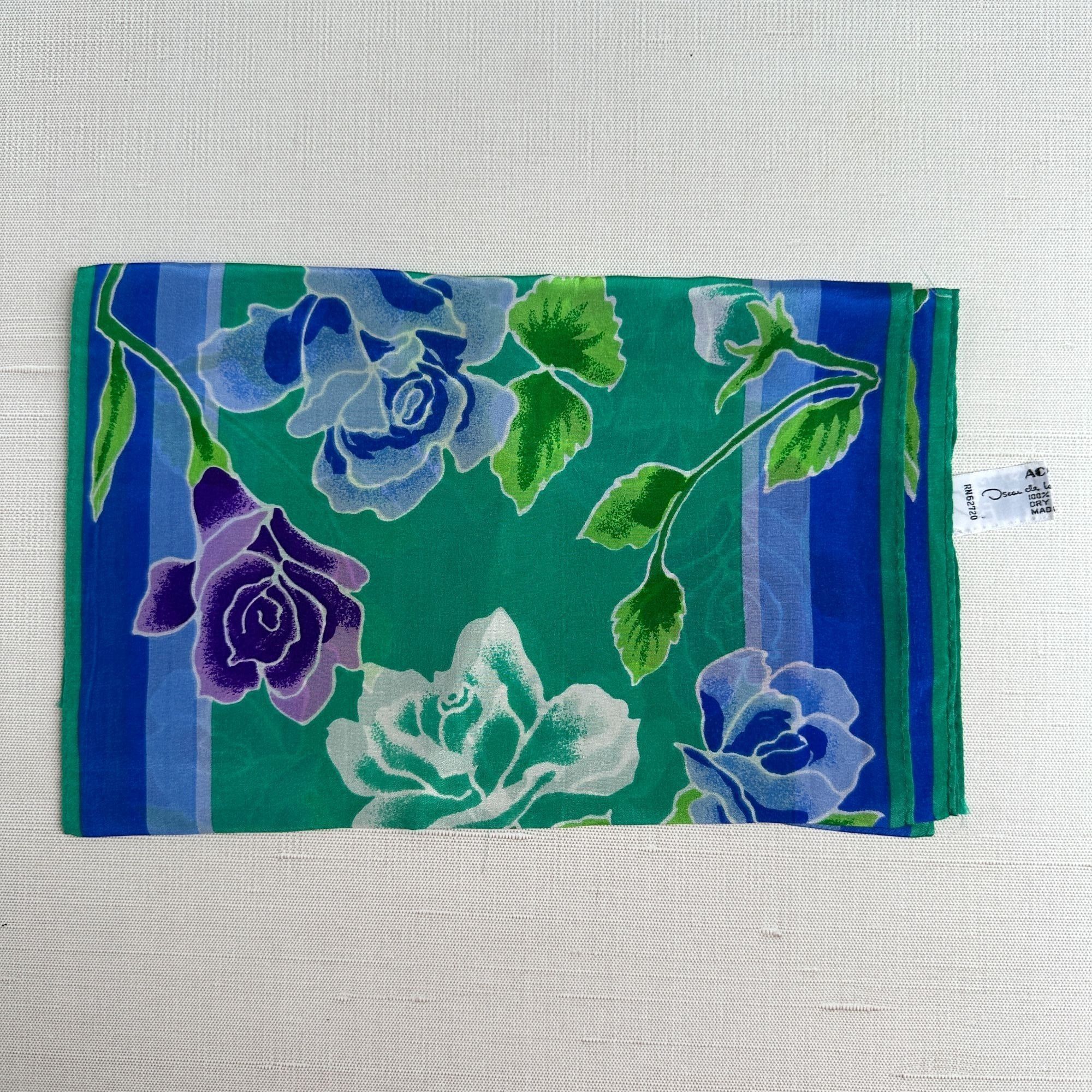 Oscar De La Renta Oscar de la Renta Green Blue Purple Silk Scarf 10x50 Size ONE SIZE - 2 Thumbnail