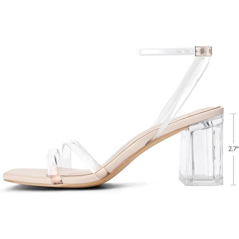 Other Shoe'N Tale Women's 8.5 Clear Ankle Strap Block Heels Size US 8.5 / IT 38.5 - 2 Thumbnail