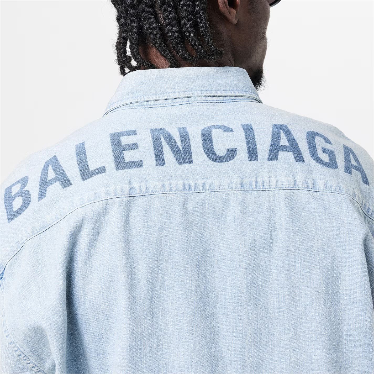 Balenciaga o1g2r1mq0226 Long Sleeve Shirt In Blue Size US L / EU 52-54 / 3 - 5 Thumbnail