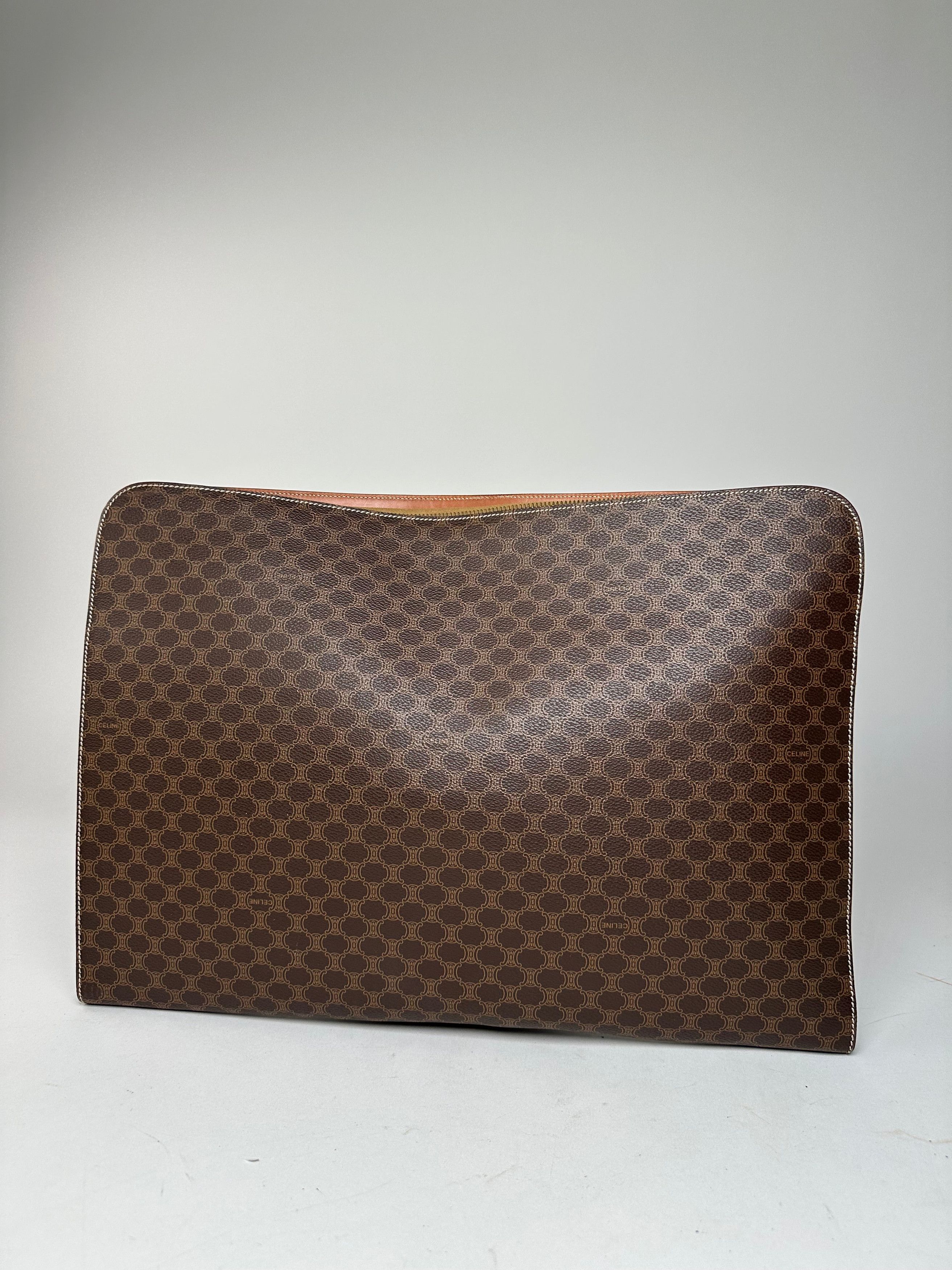 Celine Vintage Paris Triomphe Monogram Leather Clutch Brown Size ONE SIZE - 1 Thumbnail