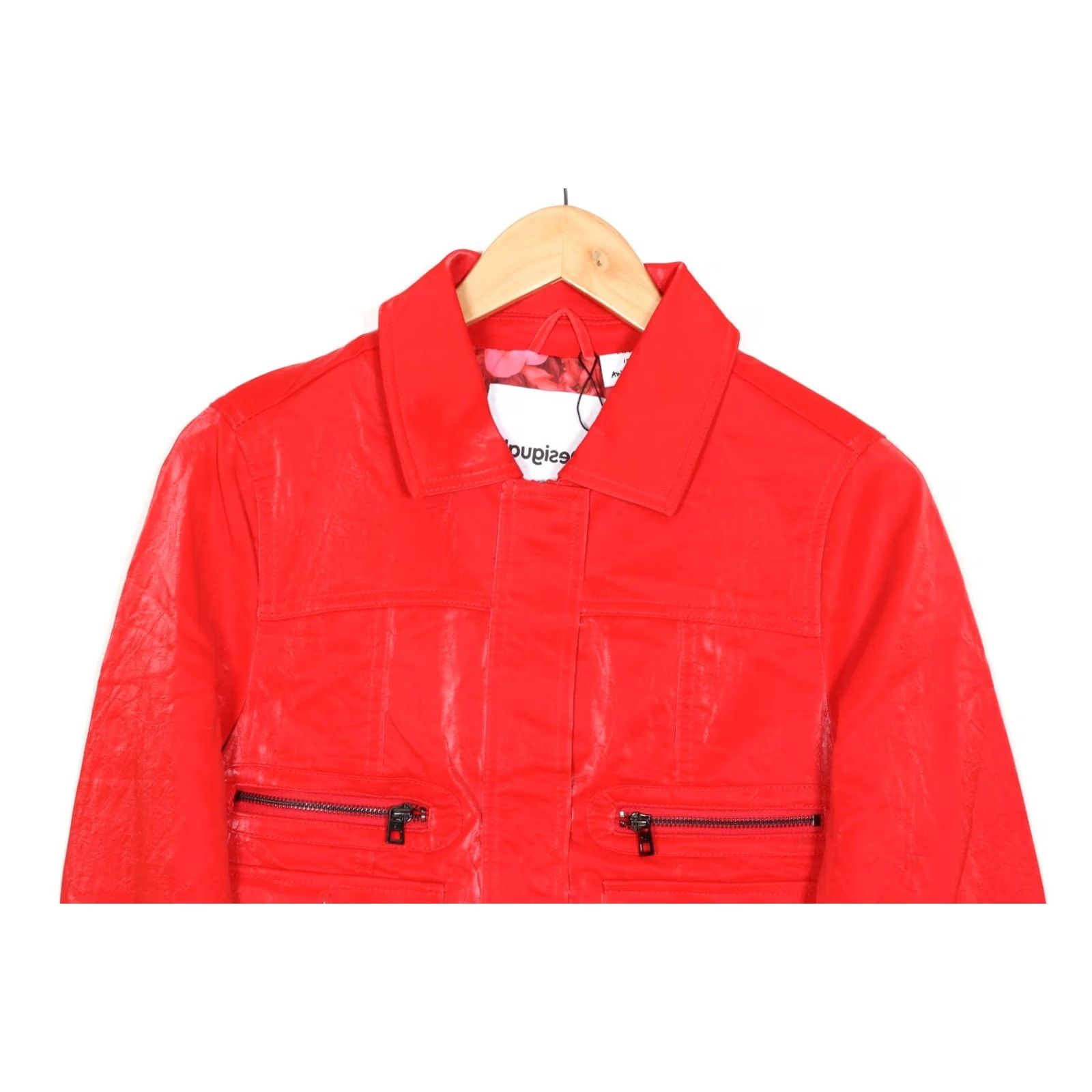 Desigual DESIGUAL Primavera Glossy Red Jacket Women M Jacket Red Womens MJ4375 Size M / US 6-8 / IT 42-44 - 2 Thumbnail