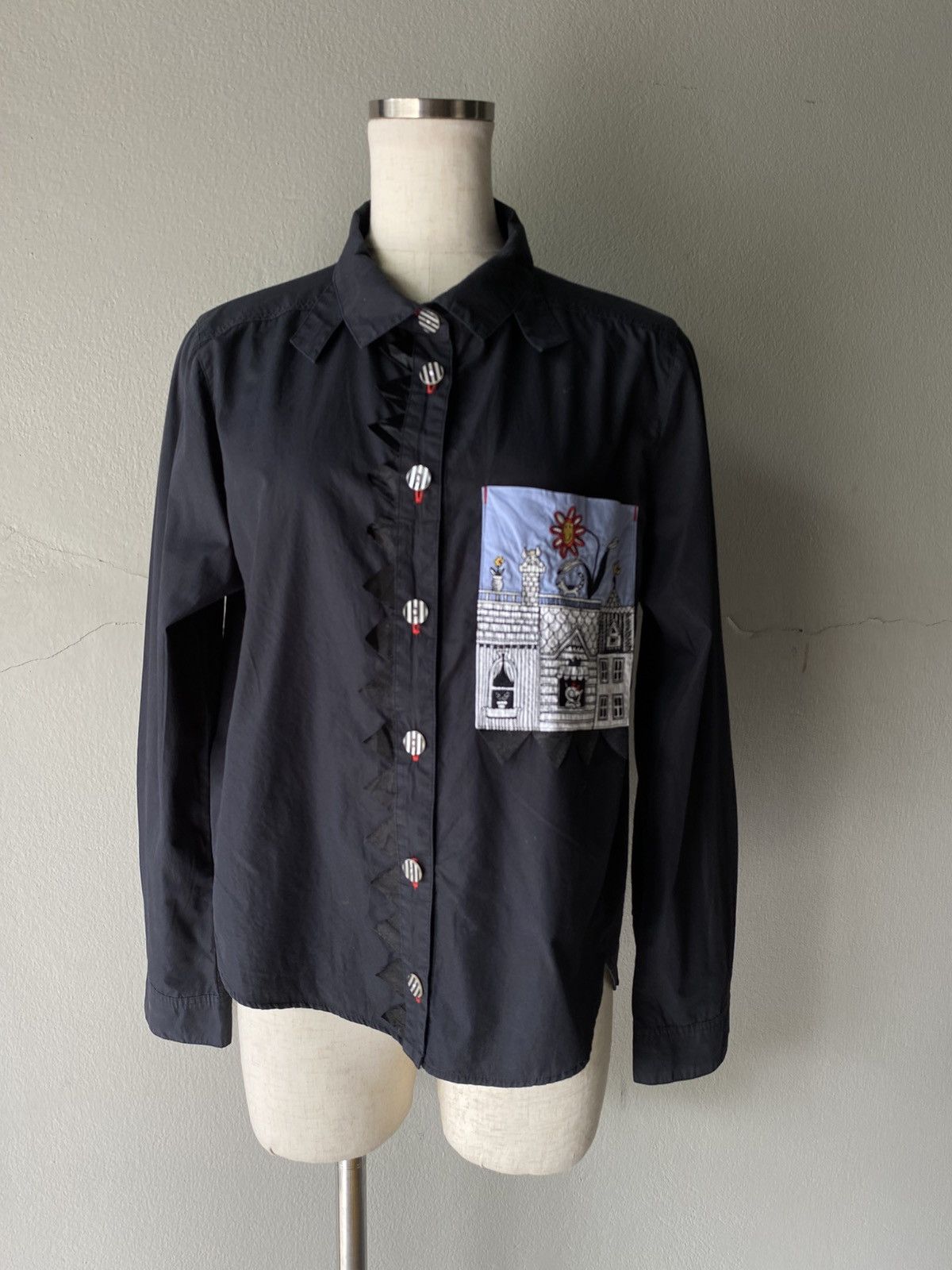 Designer × Japanese Brand OLLEBOREBLA Black Long-Sleeve Shirt Size M / US 6-8 / IT 42-44 - 13 Thumbnail