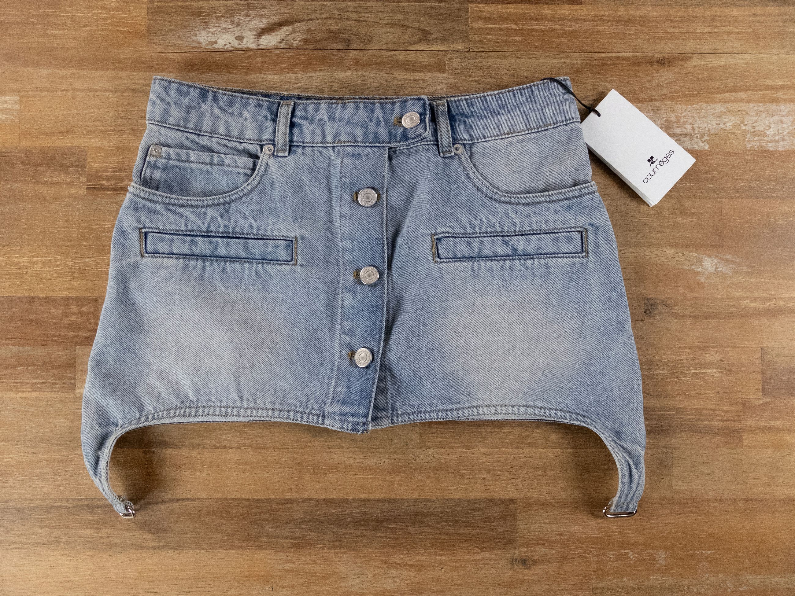 Courreges COURREGES Trucker Strap blue denim mini skirt 4 36 Size 26" / US 2 / IT 38 - 5 Thumbnail
