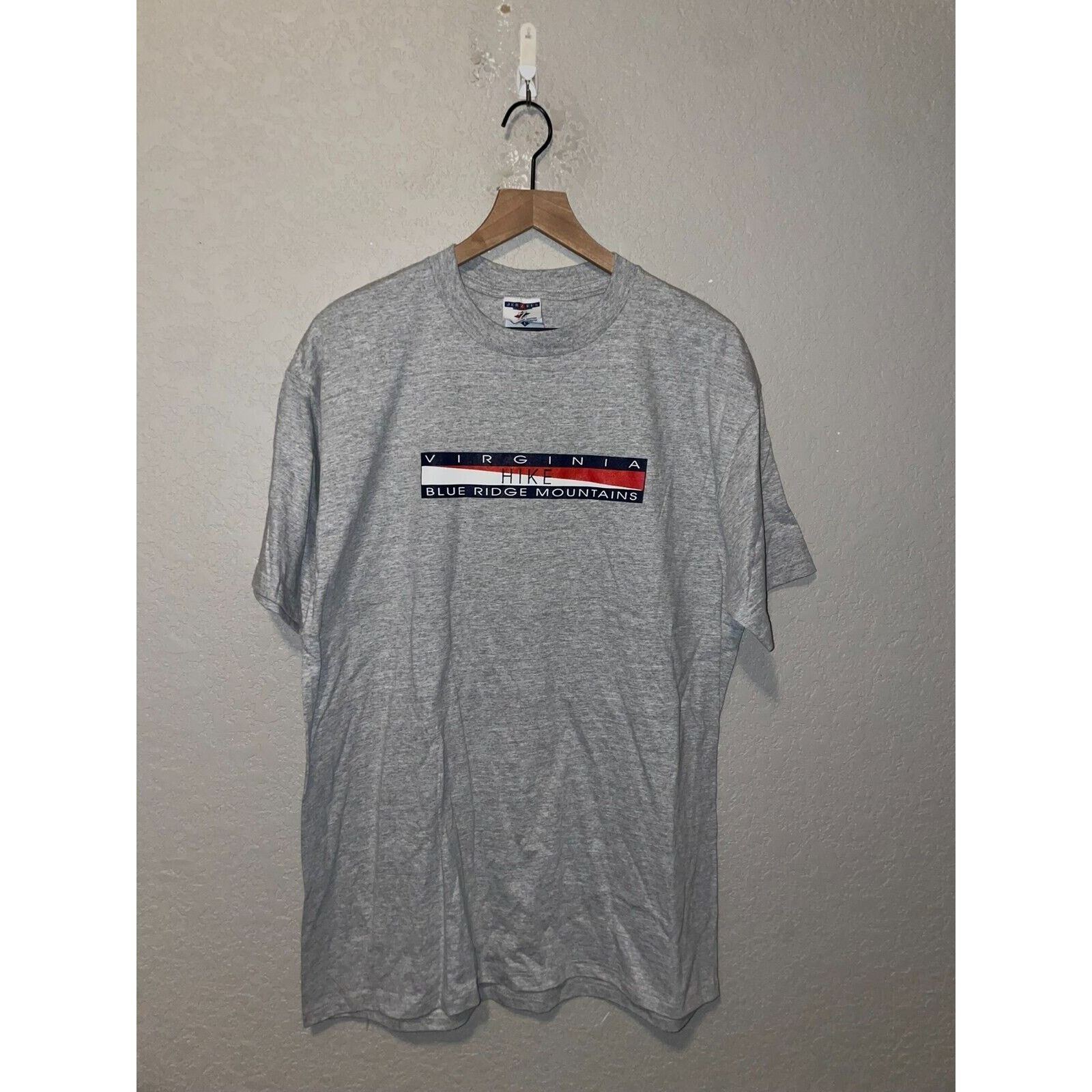 Jerzees Vintage Blue Ridge Montains Shirt Virginia Hike Gray 90s Tee Size US L / EU 52-54 / 3 - 1 Thumbnail