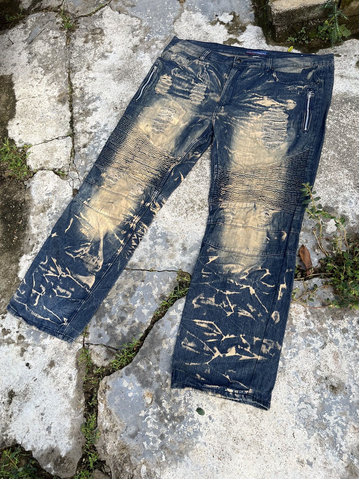 If Six Was Nine × Japanese Brand × Le Grande Bleu (L.G.B.) Baggy LGB Inspired Crazy Mudwash Denim Size US 38 / EU 54 - 6 Thumbnail
