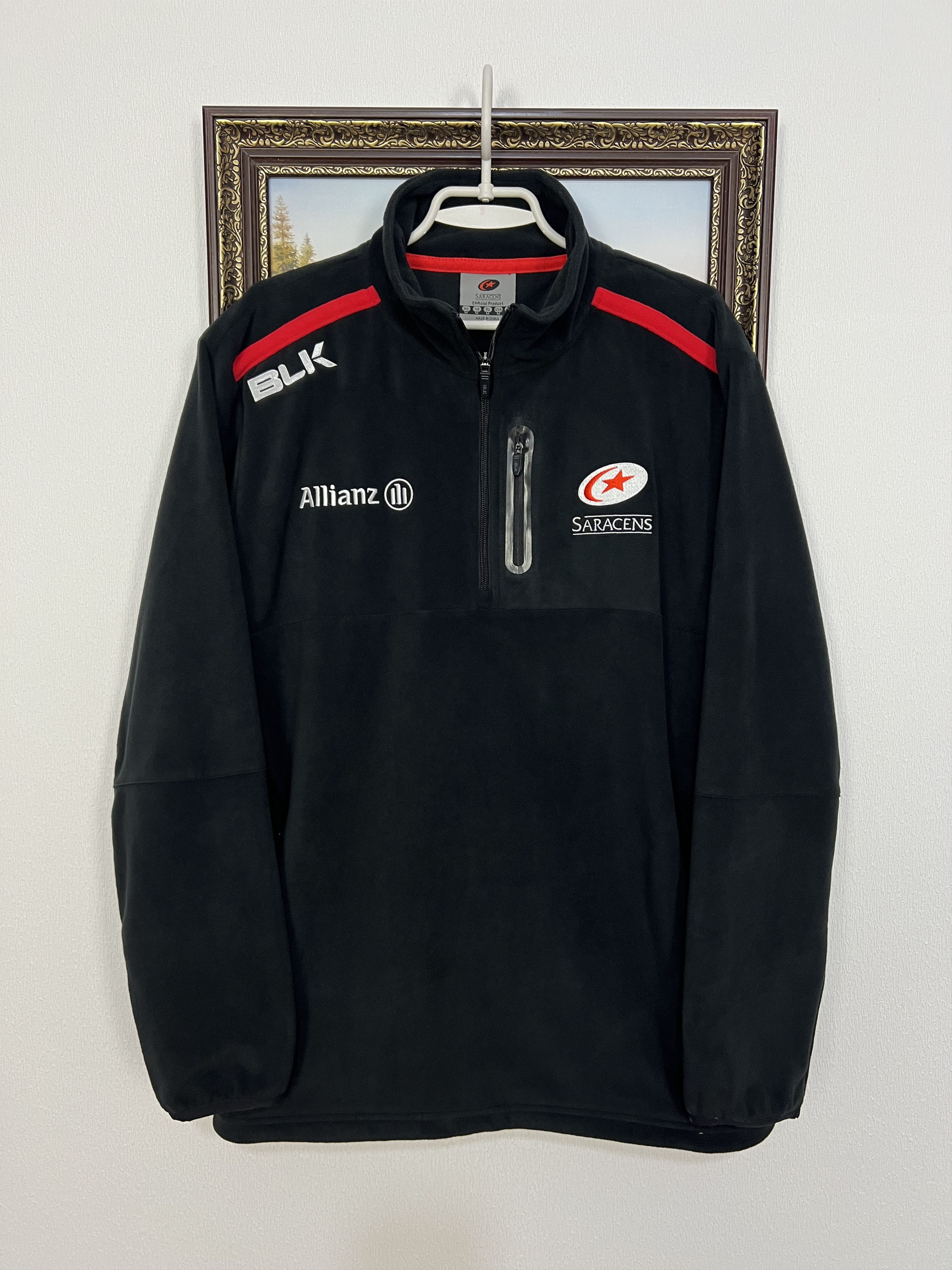 Vintage BLK Saracens Rugby Union Fleece Jacket Track Top Rare Hype Size US M / EU 48-50 / 2 - 1 Thumbnail