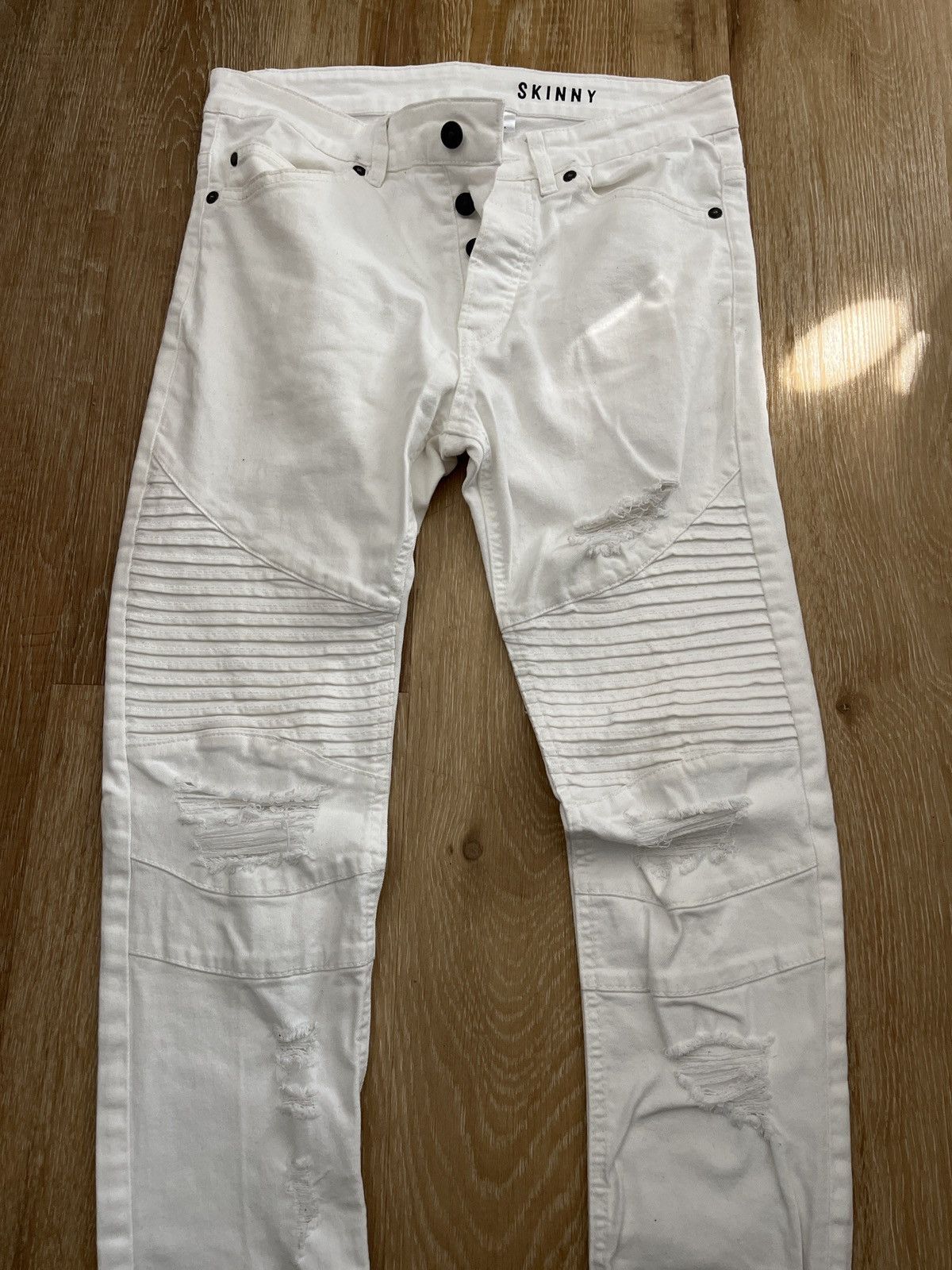 Divided × H&M H&M Divided Skinny white biker jeans size 30 Size US 30 / EU 46 - 2 Thumbnail