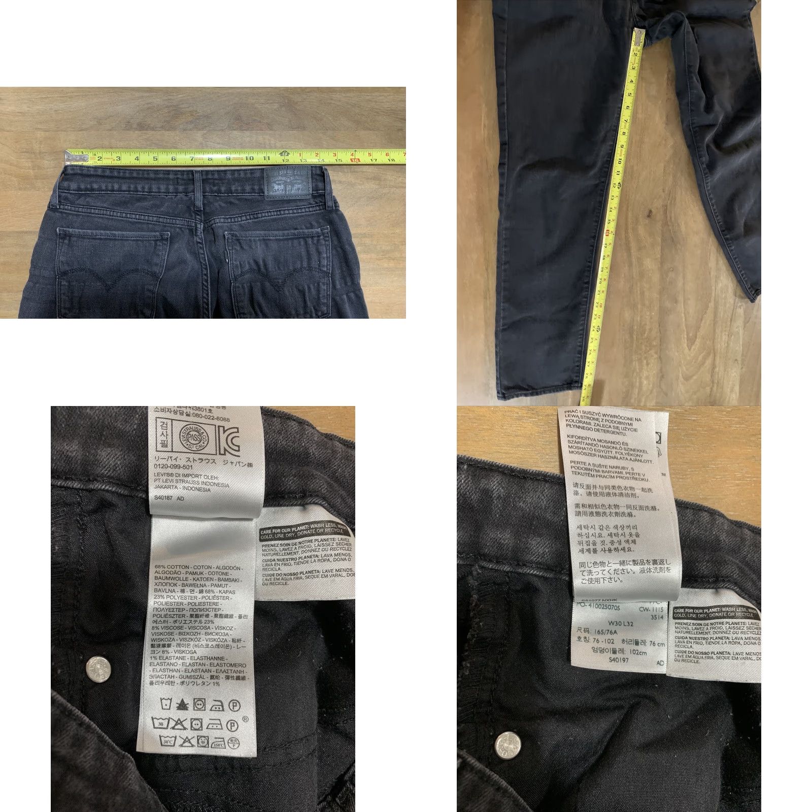 Levi's Levi's 712 Slim Jeans Womens Size 30 Black Denim Straight Leg 29in Inseam Size 30" / US 8 / IT 44 - 8 Thumbnail