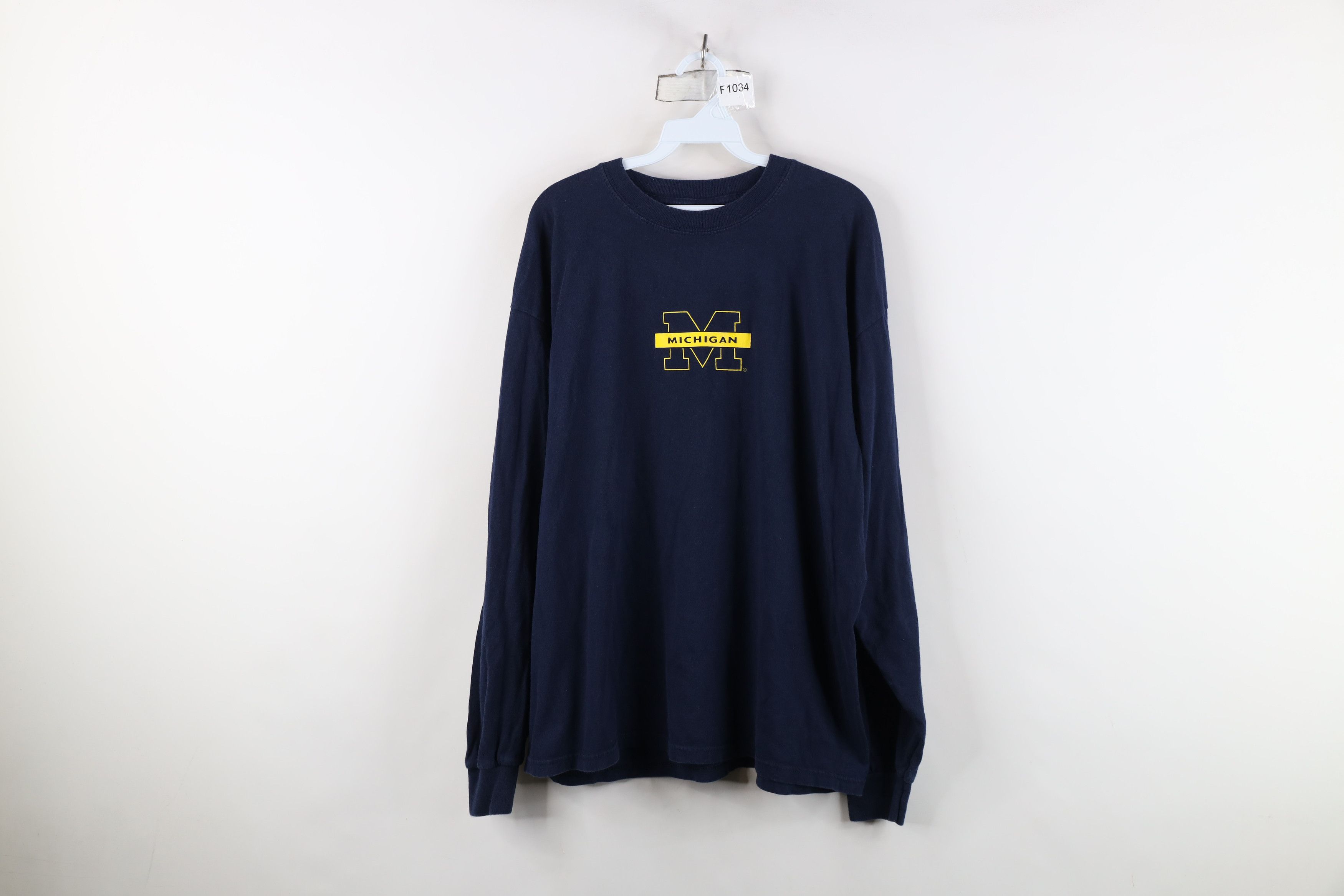 Vintage Vintage 90s University of Michigan Long Sleeve T-Shirt Size US XL / EU 56 / 4 - 1 Thumbnail
