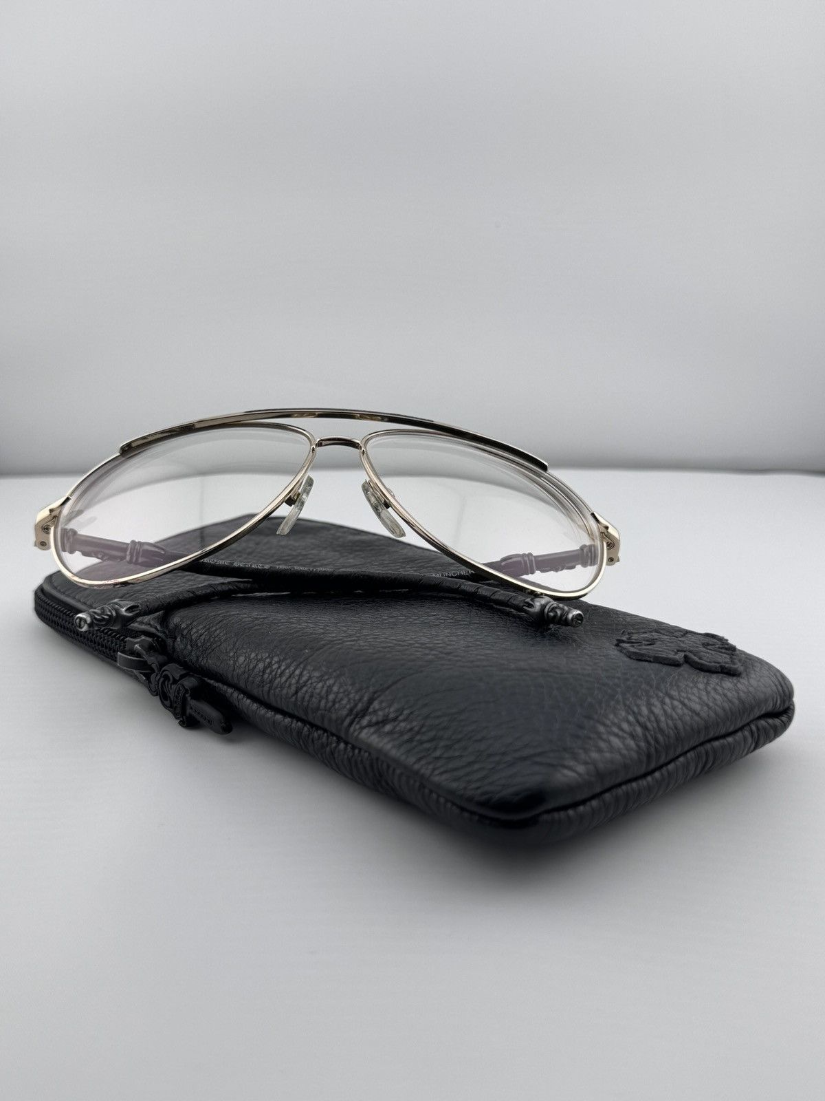 Chrome Hearts Chrome Hearts ‘Muncher’ Stingray Leather Detail Eyeglasses Size ONE SIZE - 13 Thumbnail