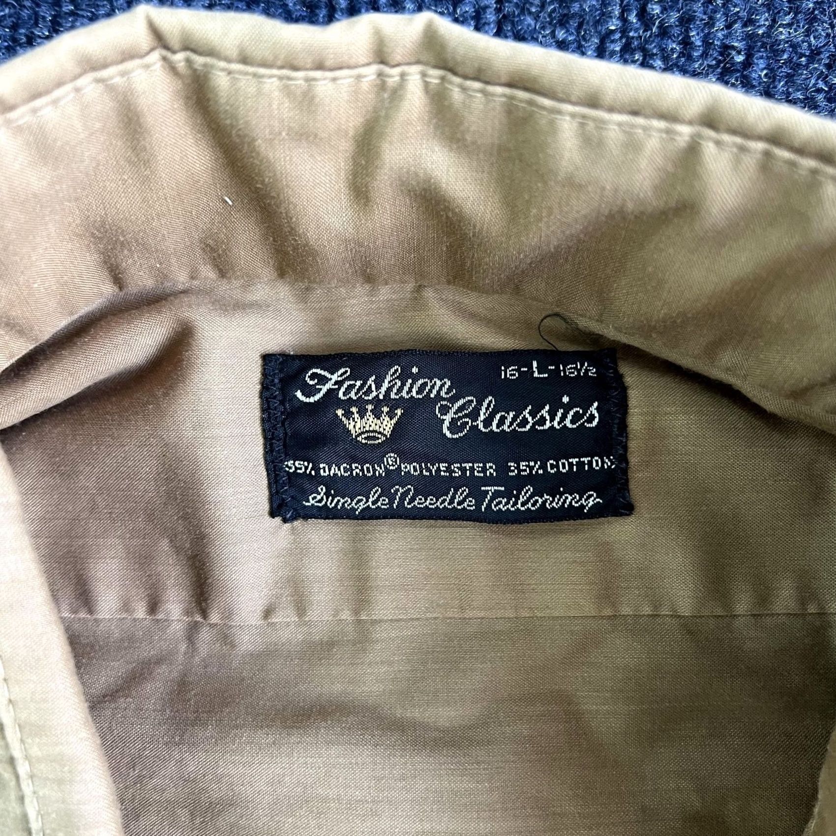 Vintage VINTAGE Fashion Classics Shirt Mens Large Beige Solid Long Sleeve Button Up Size US L / EU 52-54 / 3 - 3 Thumbnail