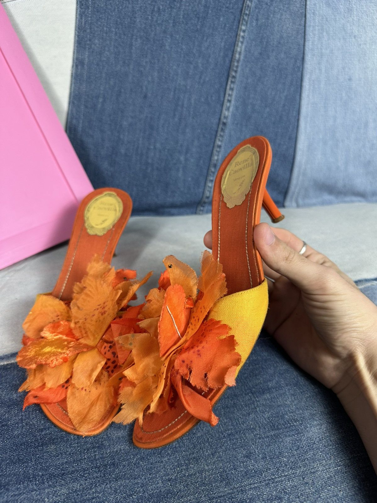 Rene Caovilla Vintage Rene Caovilla Open Pumps Heels Flowers Decoration Size US 8 / IT 38 - 11 Thumbnail
